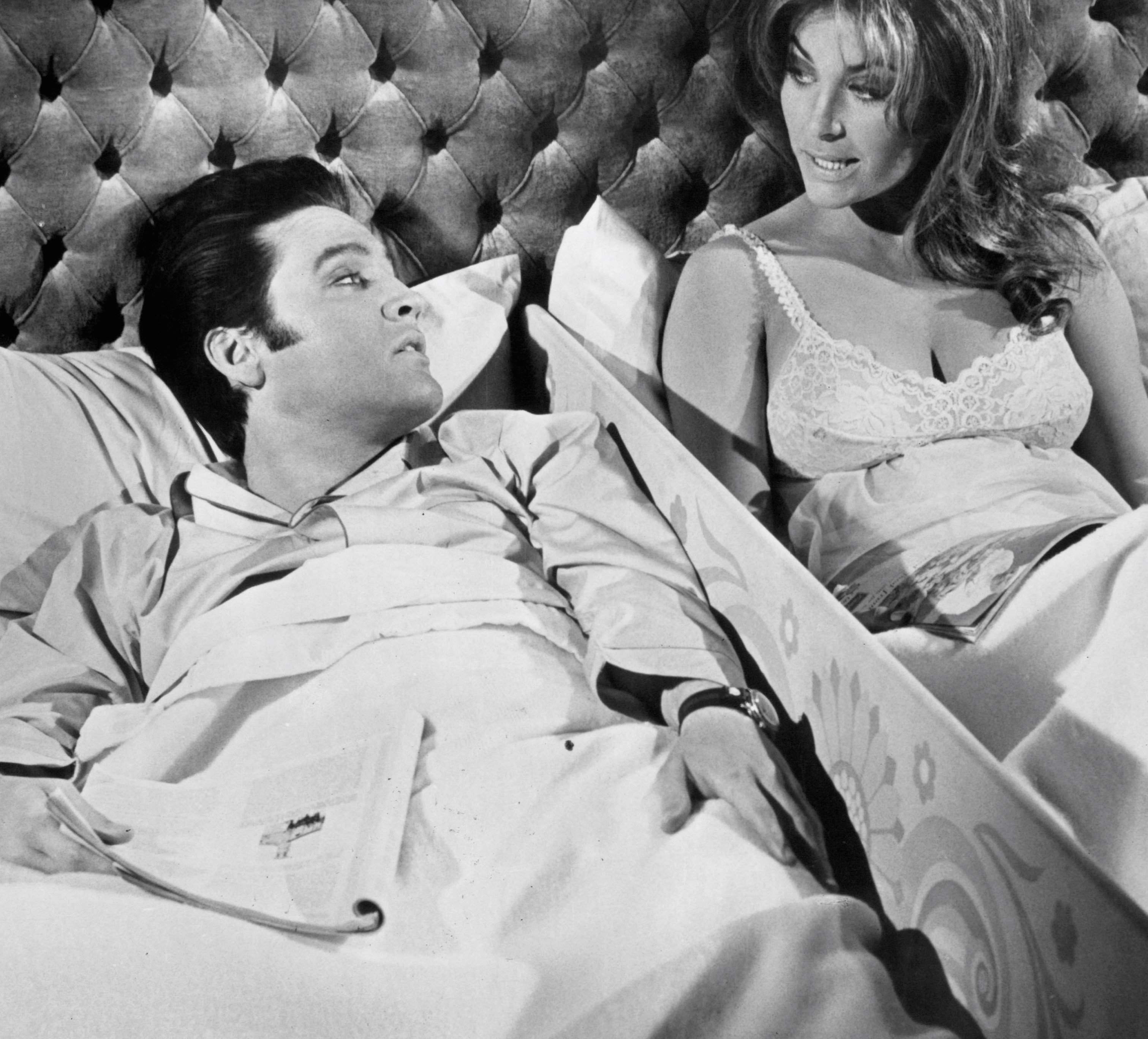 Elvis Presley in bed with Michele Carey