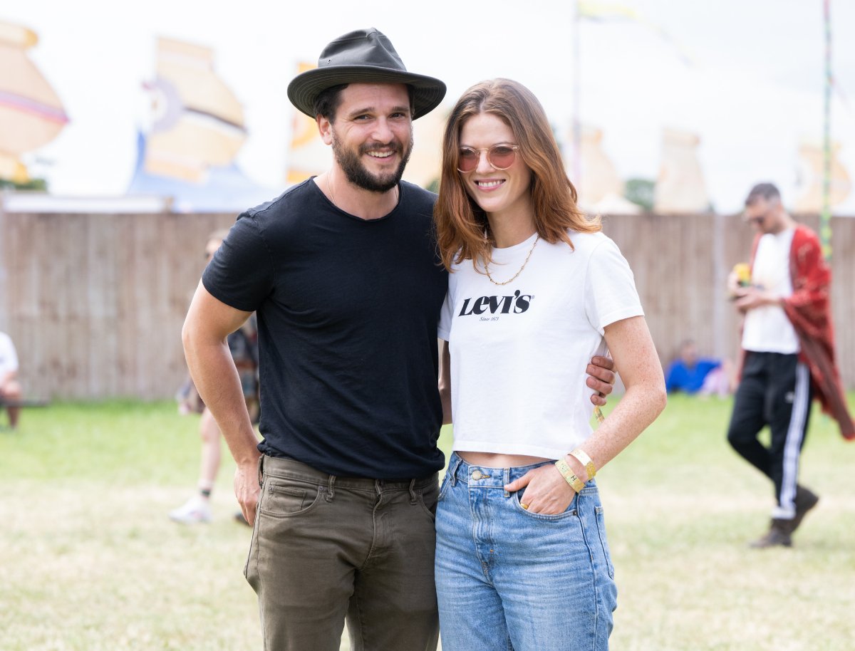 Game of Thrones stars Kit Harington and Rose Leslie attend day three of Glastonbury Festival at Worthy Farm, Pilton on June 24, 2022 in Glastonbury, England