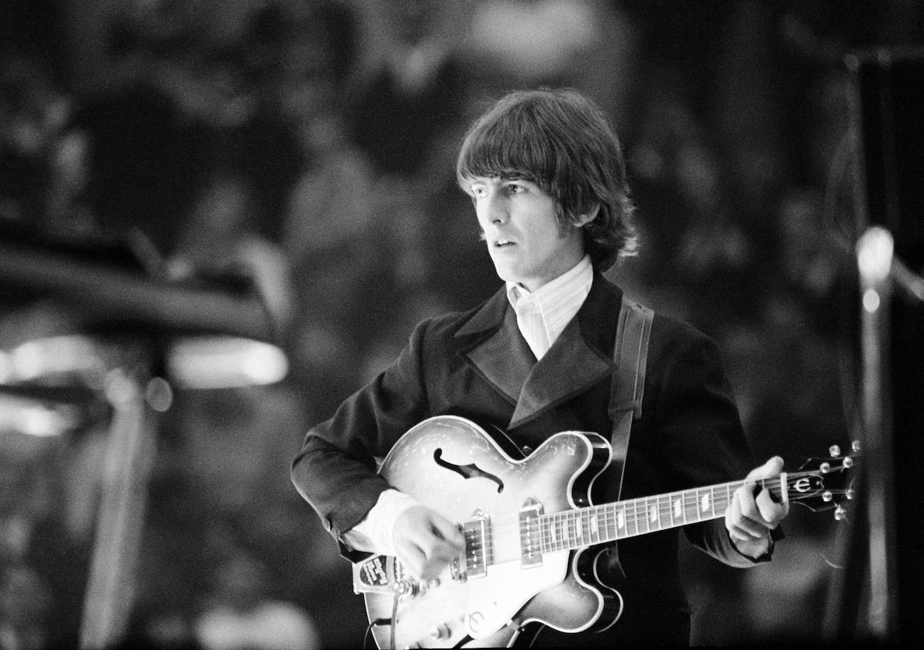 George Harrison performing with The Beatles in Germany, 1966.