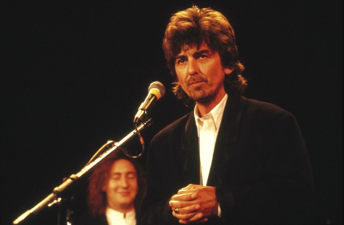 George Harrison sprach 1988 bei der Aufnahme in die Rock & Roll Hall of Fame der Beatles.