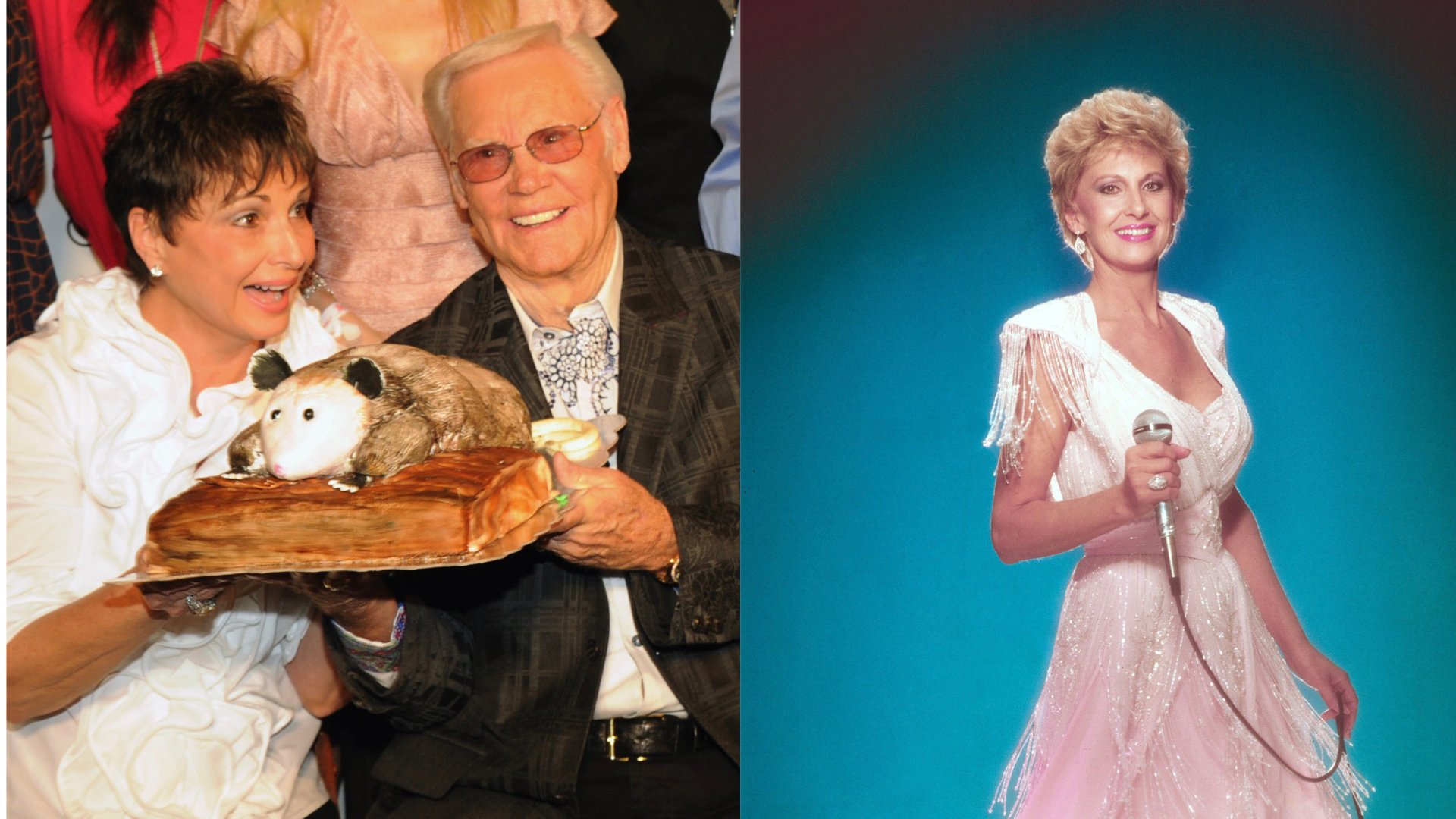 George Jones and his widow Nancy (on left at his 80th birthday party) had feelings about his ex, Tammy Wynette (on right)