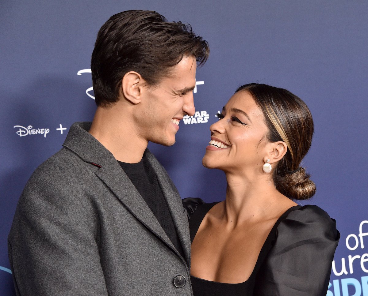 Actress Gina Rodriguez and husband Joe LoCicero attend the Premiere Of Disney+'s "Diary Of A Future President"