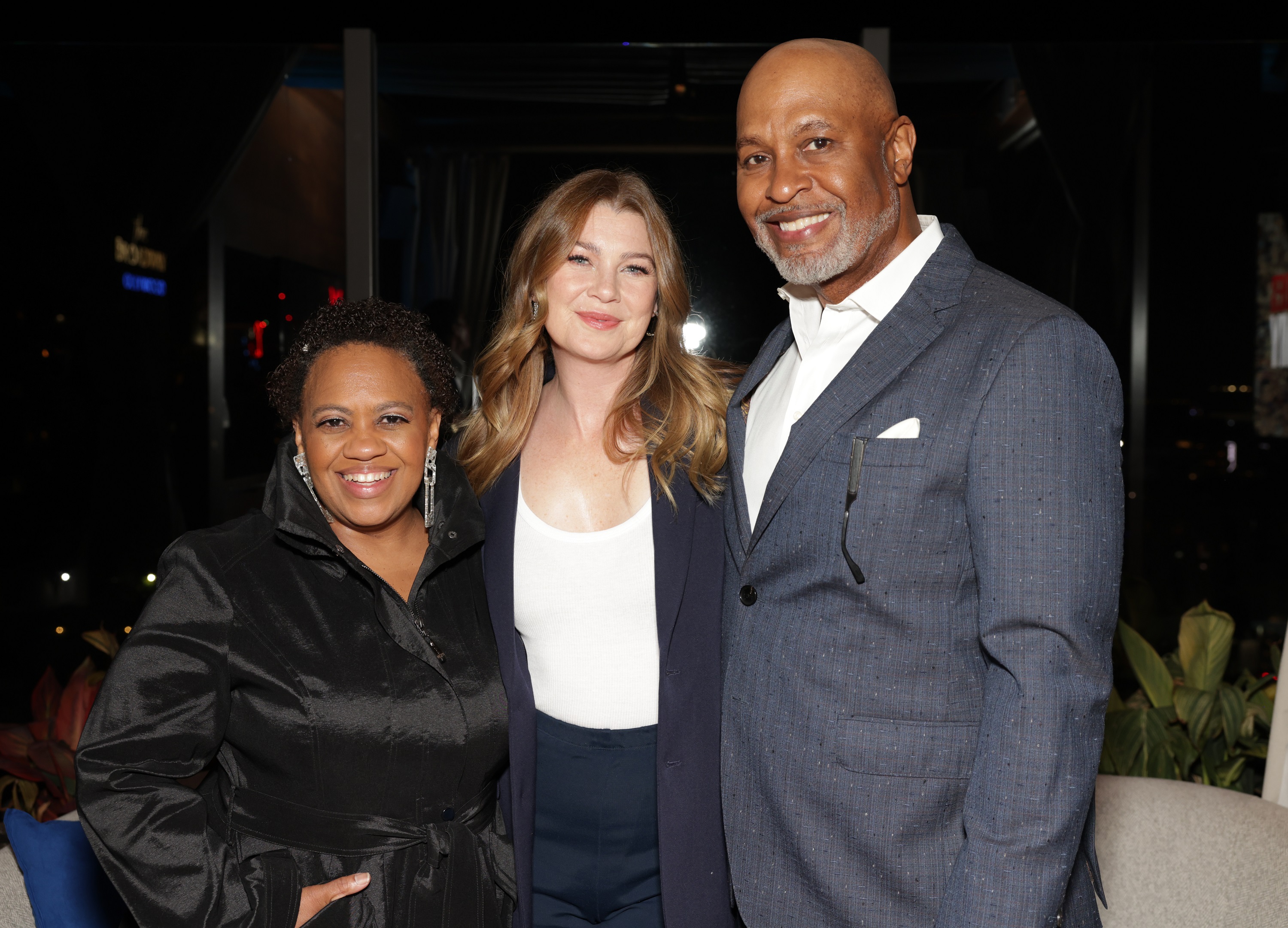 'Grey's Anatomy' OG cast members Chandra Wilson, Ellen Pompeo, and James Pickens Jr. standing together