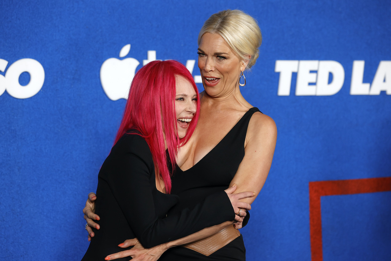 Juno Temple (left) and Hannah Waddingham attend the 'Ted Lasso' Season 2 premiere in 2021. Waddingham and Temple would join a very short list if they repeat as supporting actress nominees at the 2022 Emmys.