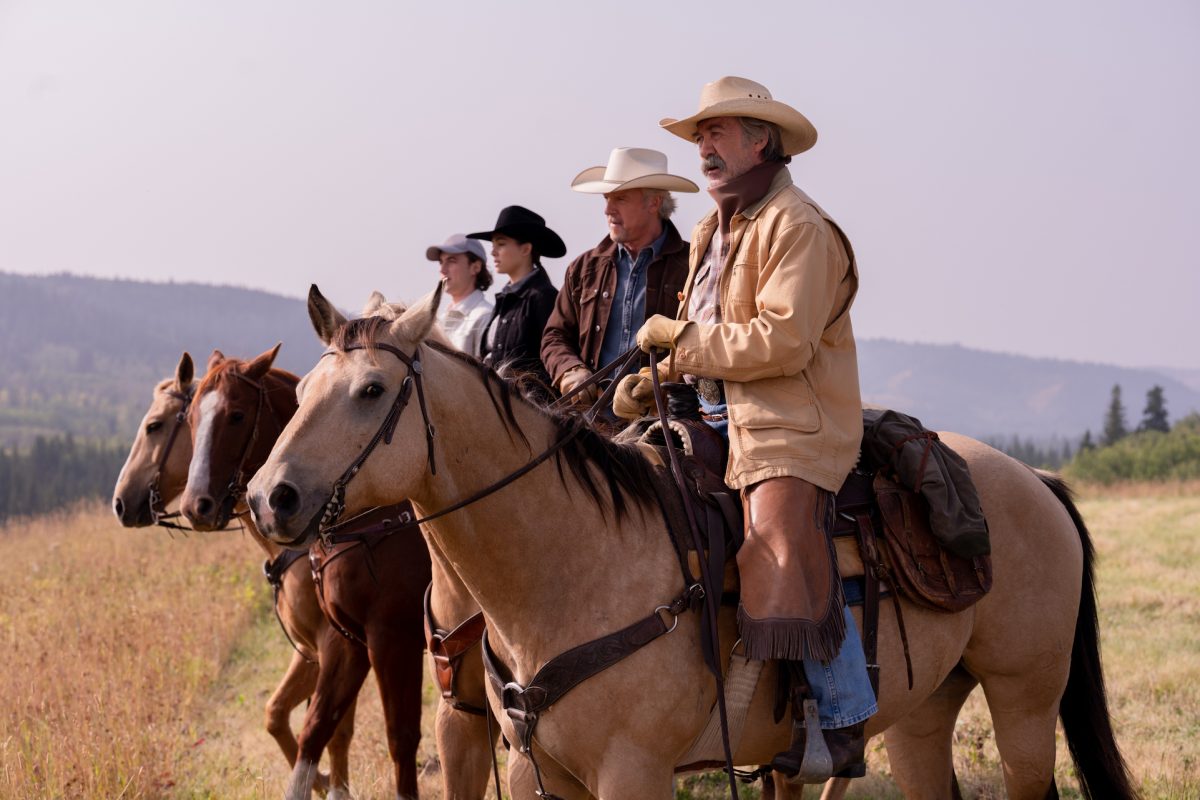 Jack, Tim, Jade, and Quinn from the 'Heartland' Season 16 cast on horses