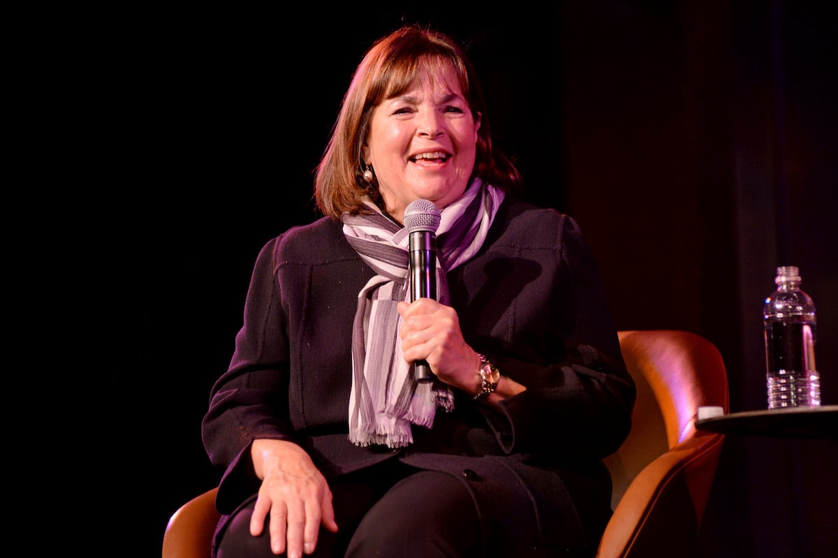 Ina Garten, who has a recipe for Watermelon Mojitos, smiles as she holds a microphone