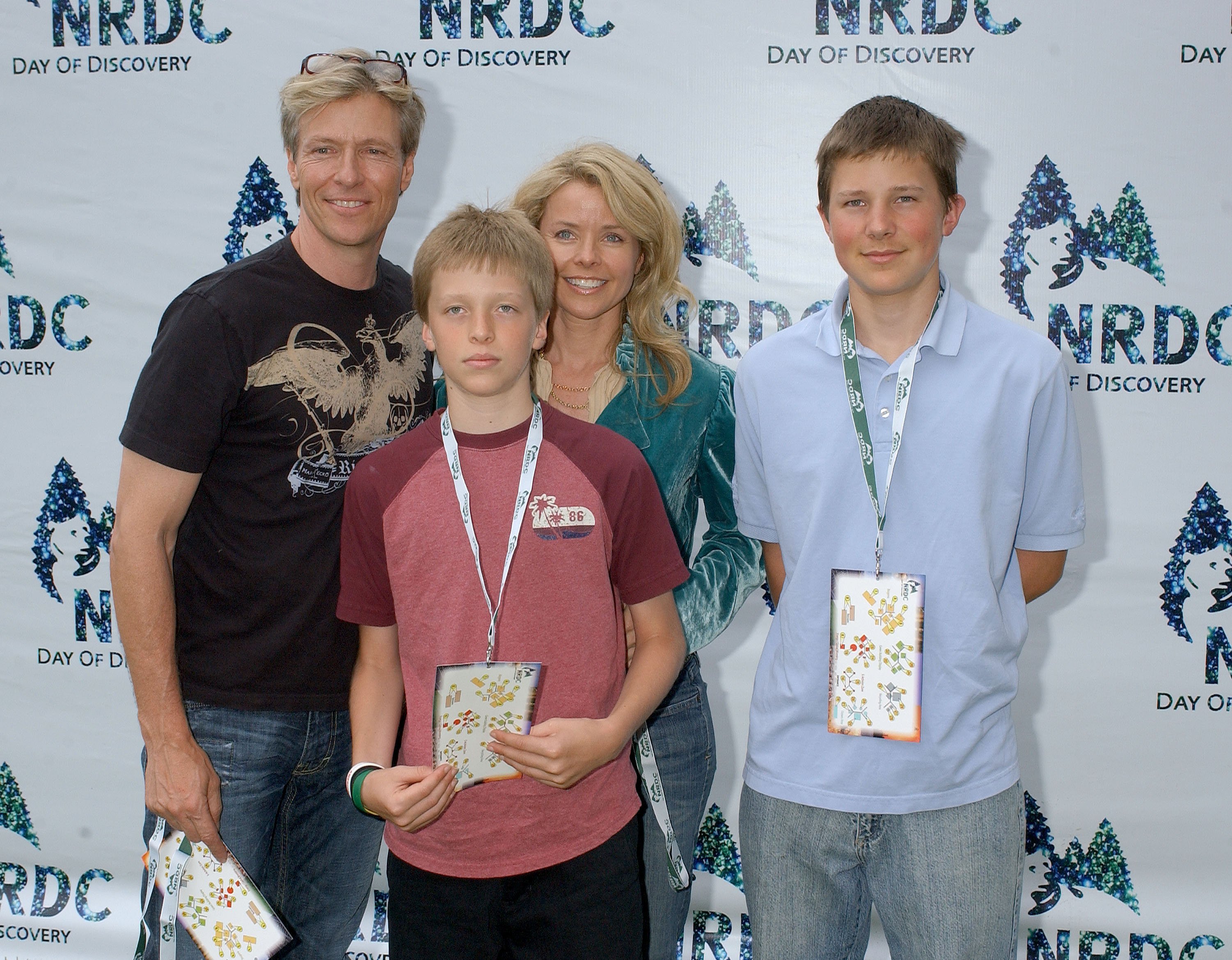Jack Wagner and Kristina Wagner pose for a photo with their sons Harrison Wagner and Peter Wagner