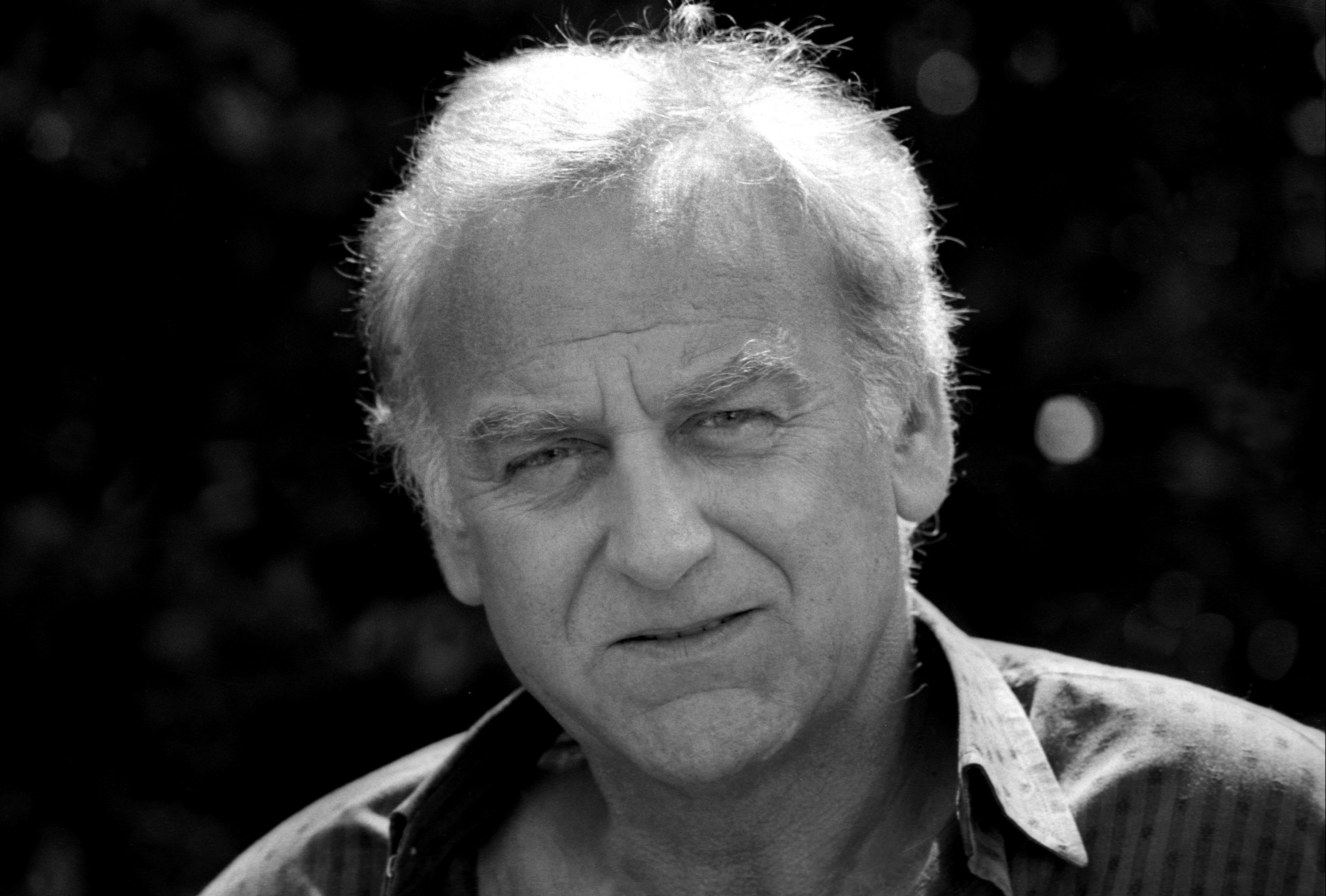 black and white photo of John Thaw as Inspector Morse