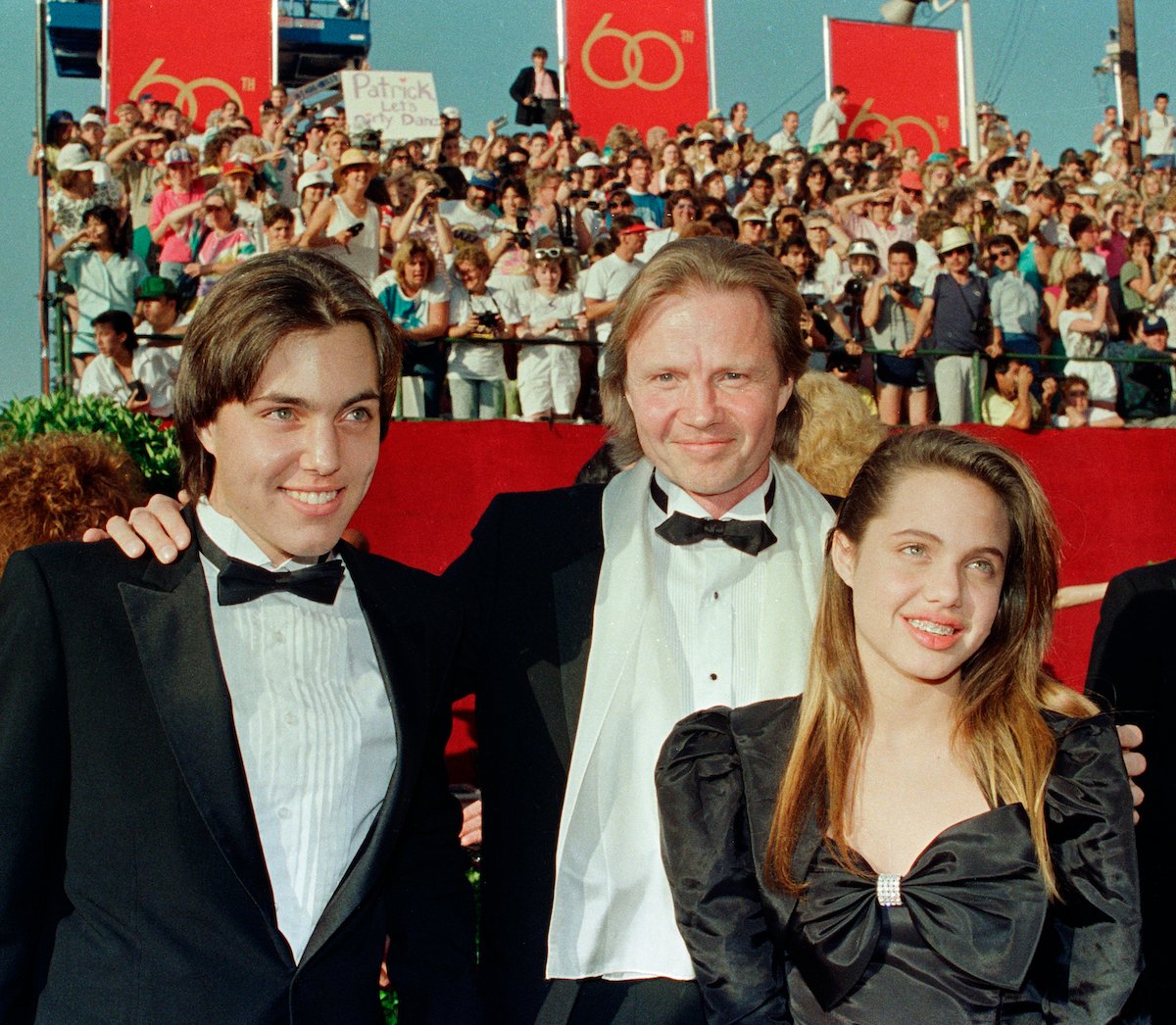 John Voight and his children Angelina Jolie and James Haven arrive at the 1988 Academy Awards