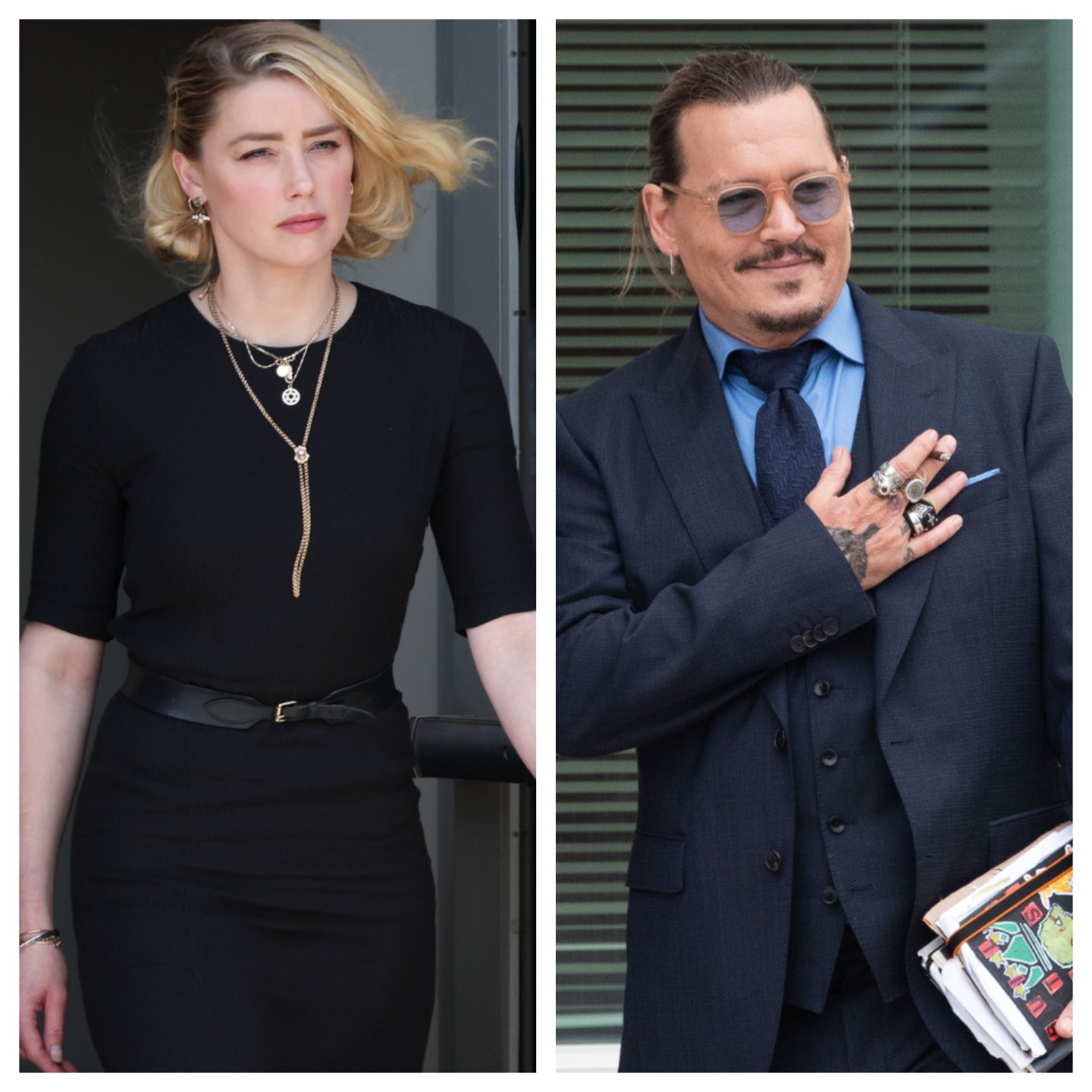 Amber Heard and Johnny Depp leave court at different times