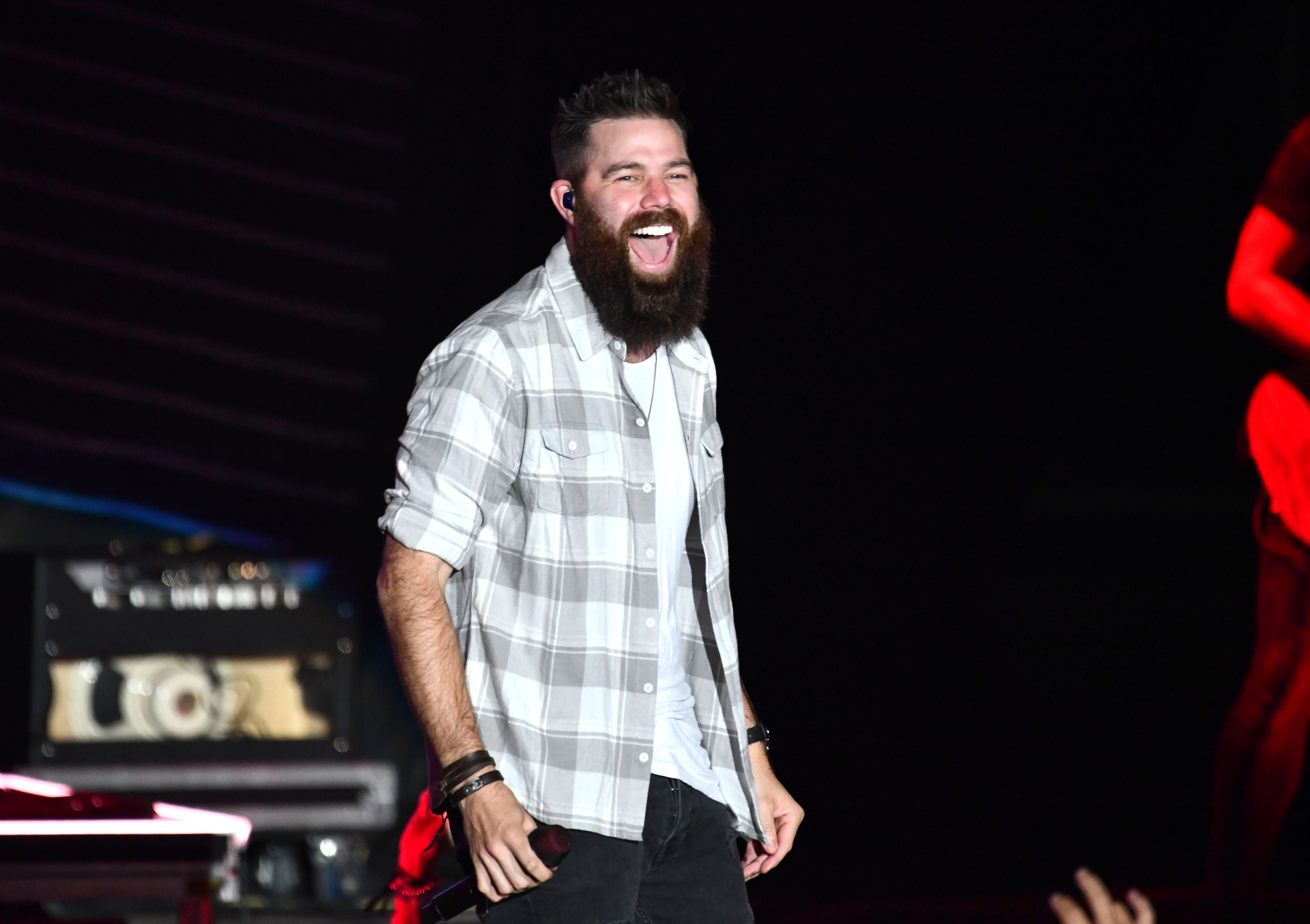 Jordan Davis onstage at FivePoint Amphitheatre