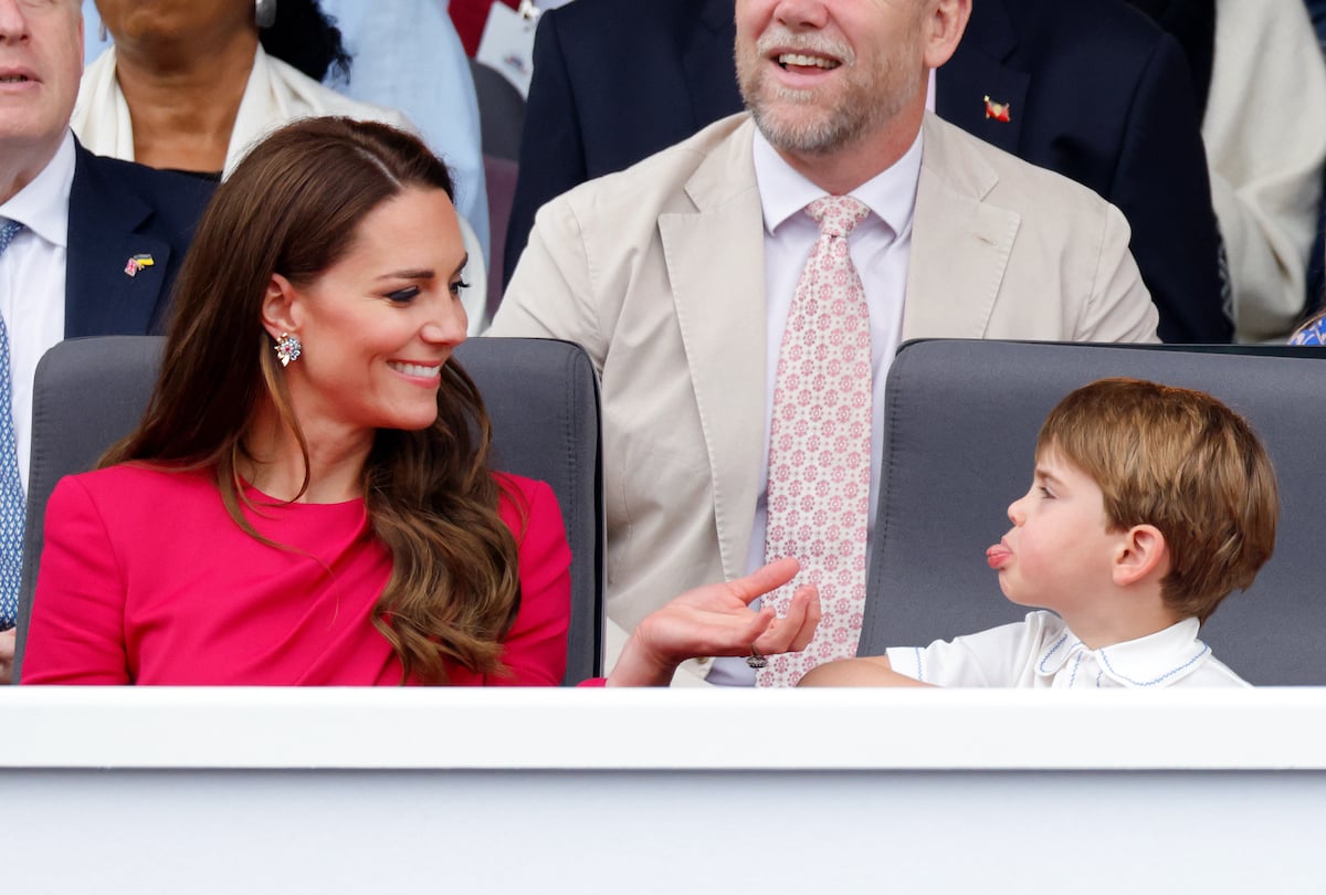 Kate Middleton, who 'Supernanny' Jo Frost said appeared confident during Prince Louis' pageant antics, smiles at Prince Louis 