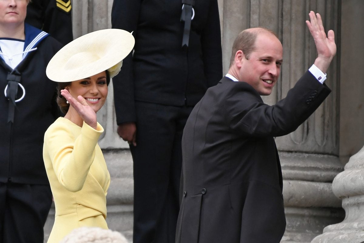 Kate Middleton and Prince William, who a body language expert says are trying to appear "less regal," arrive at National Service of Thanksgiving at St Paul's Cathedral