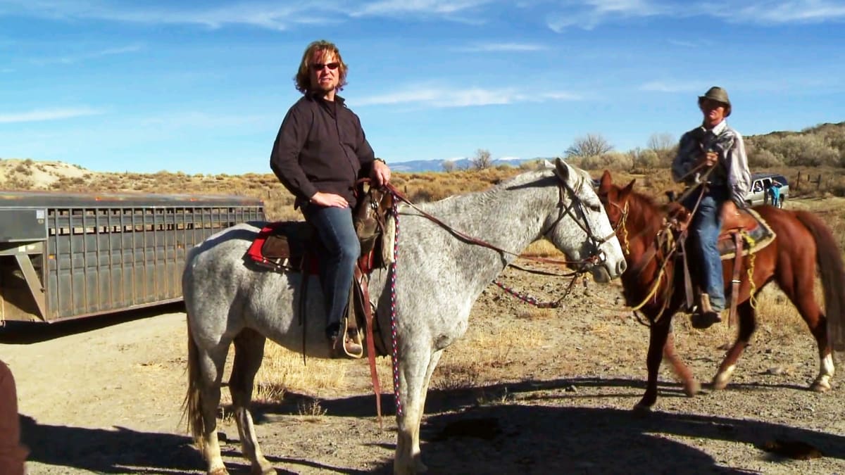 Kody Brown riding a horse on his family's ranch in Wyoming on 'Sister Wives' on TLC.