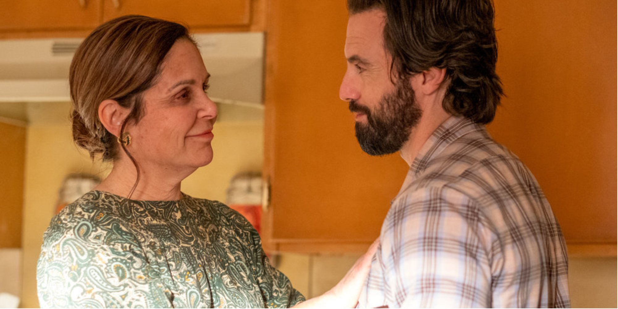 Laura Niemi and Milo Ventimiglia on the set of This Is Us.