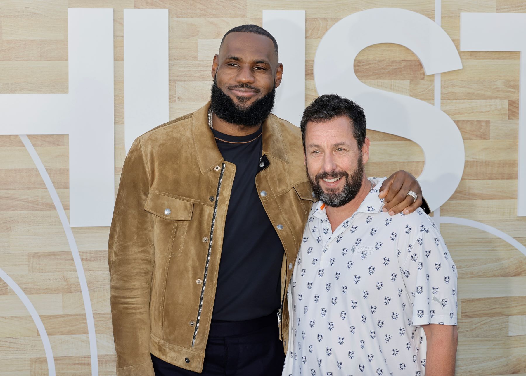 LeBron James and Adam Sandler at the 'Hustle' premiere at the Regency Village in Los Angeles, California