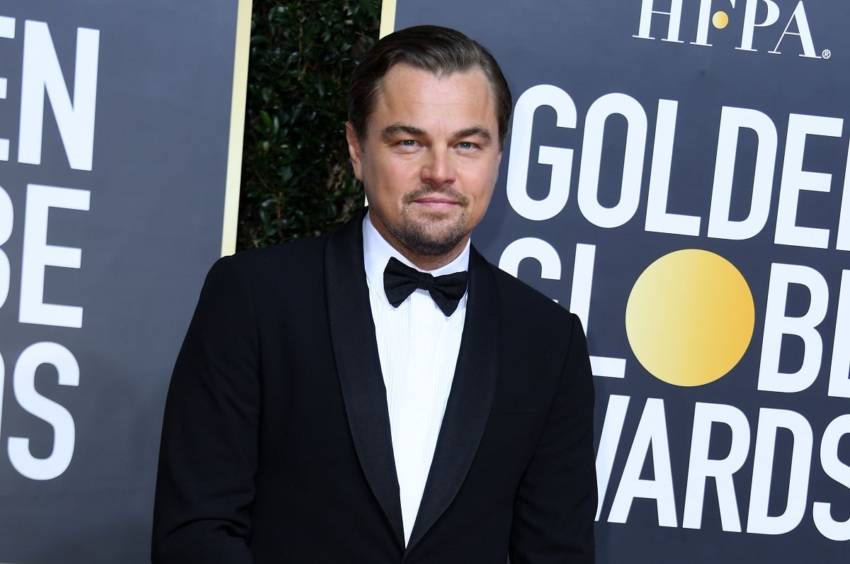 Leonardo DiCaprio smirking while wearing a suit.