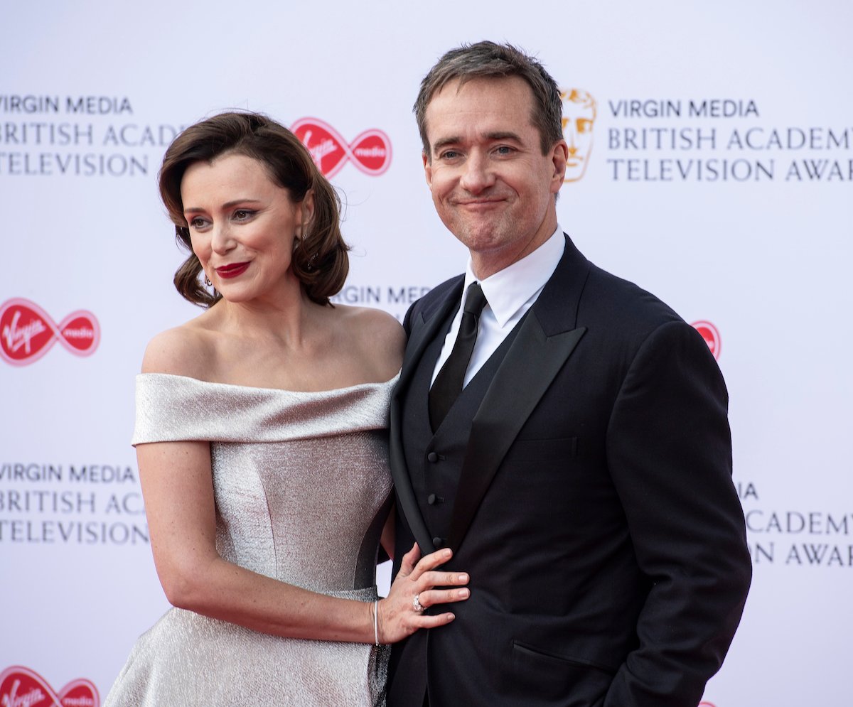 Keeley Hawes and Matthew MacFadyen walk the red carpet during the Virgin Media British Academy Television Awards
