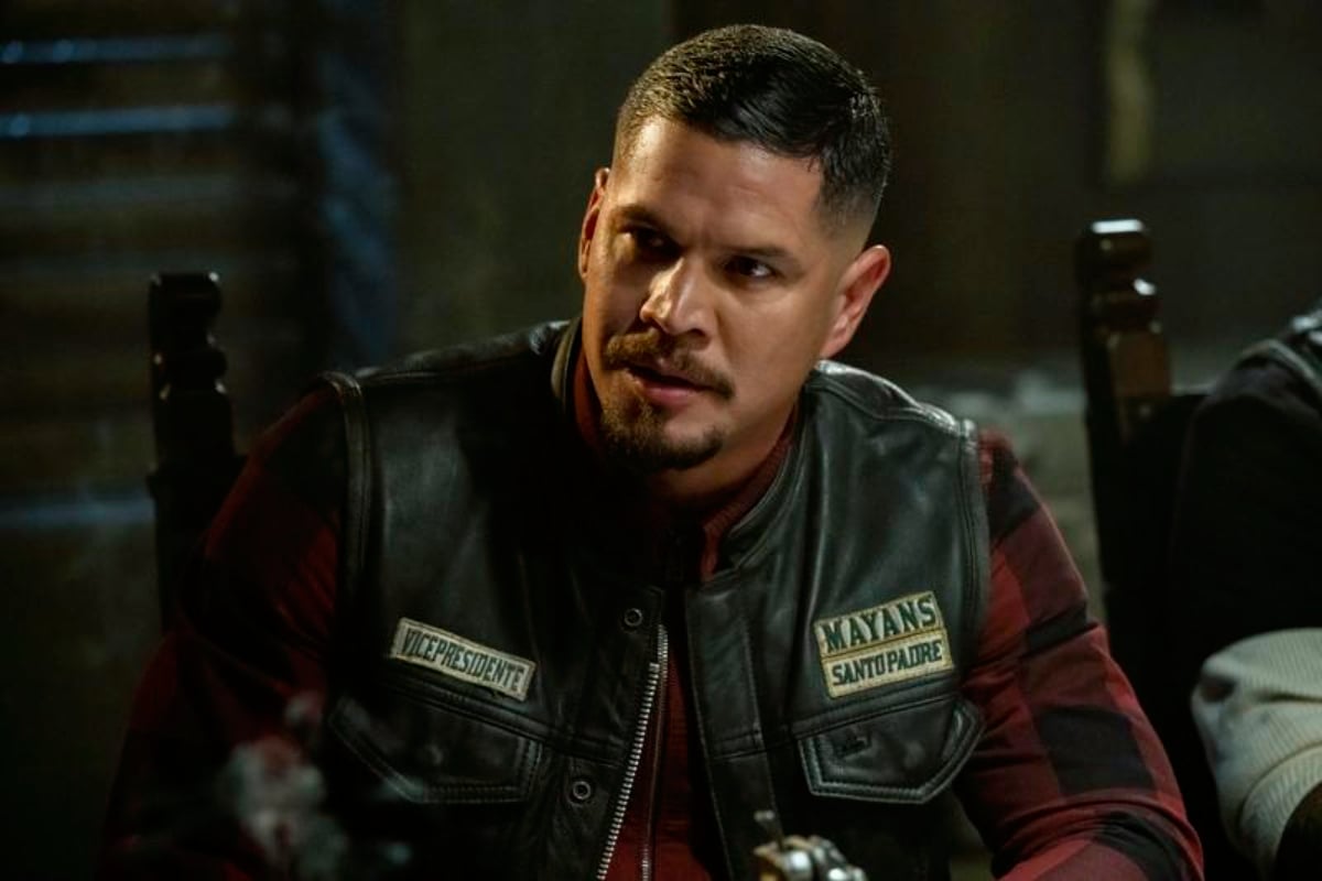 Don't miss the Mayans MC Season 4 finale. EZ sits at the table wearing his kutte and VP patch. 