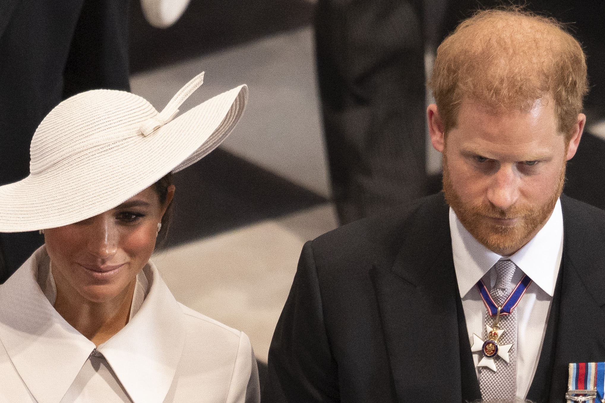 Meghan Markle and Prince Harry depart the National Service of Thanksgiving at St. Paul's Cathedral