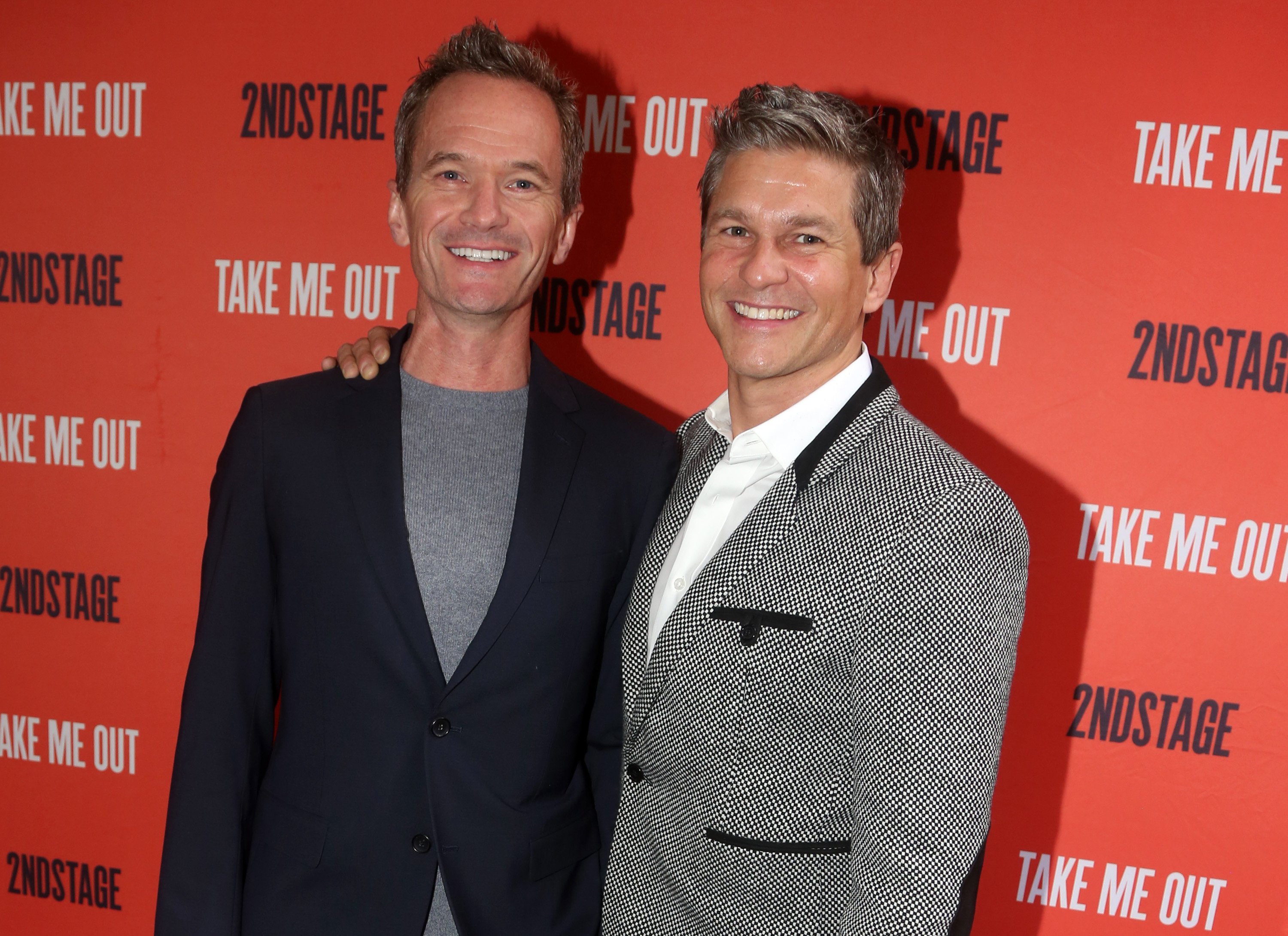 Neil Patrick Harris and David Burtka pose together on opening night of 'Take Me Out' on Broadway