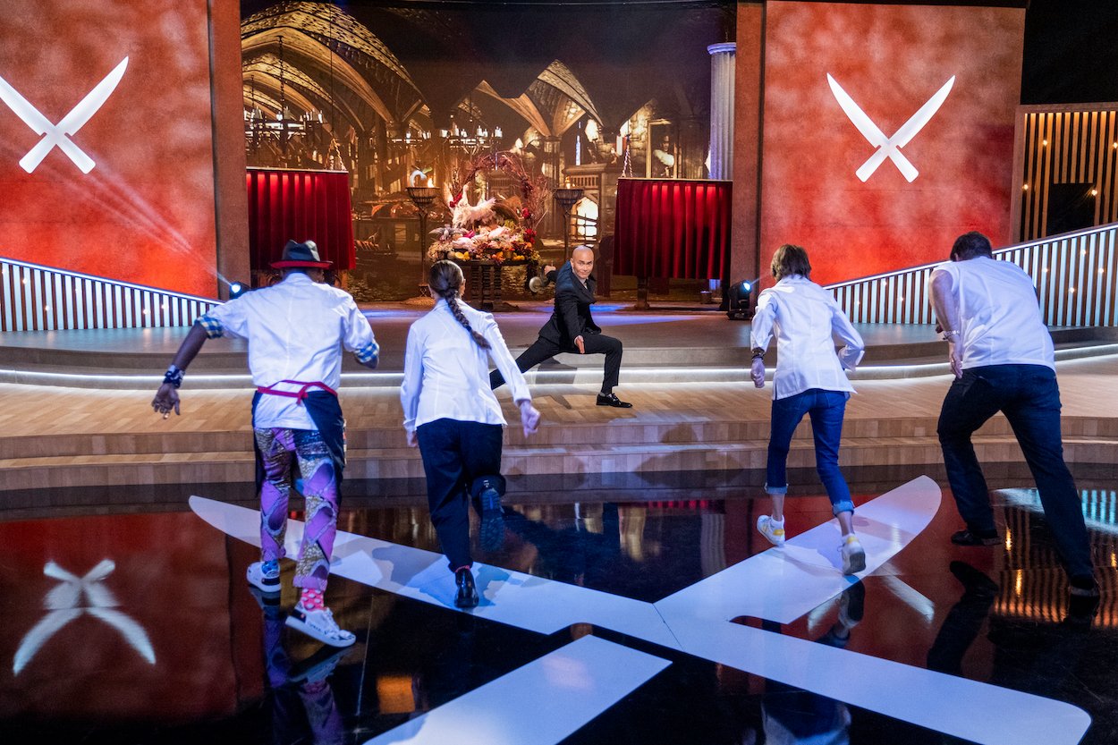 Marcus Samuelsson (from left), Gabriela Camara, Mark Dacascos, Dominique Crenn, and Curtis Stone in Netflix's 'Iron Chef: Quest for an Iron Legend.' The series is one of the best thing to watch on Netflix the rest of June 2022.