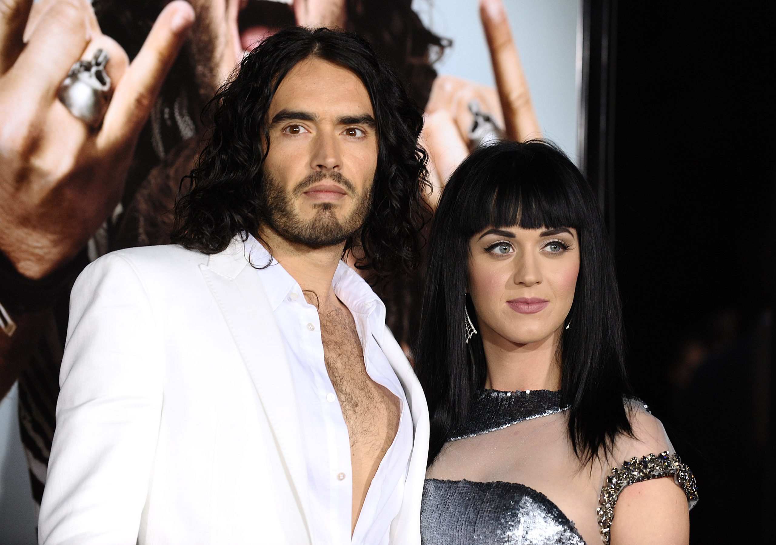 Russell Brand standing next to "Part of Me" singer Katy Perry