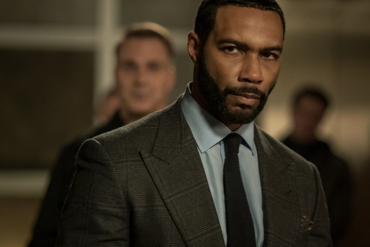 Omari Hardwick as James "Ghost" St. Patrick wearing a tan suit and frowning in 'Power'