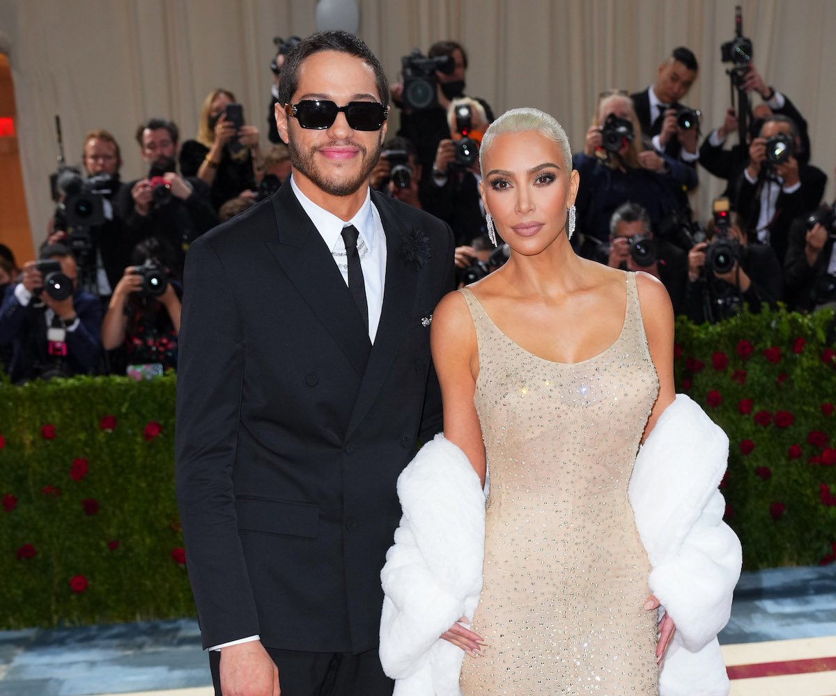 Pete Davidson and Kim Kardashian pose together at the 2022 Met Gala.