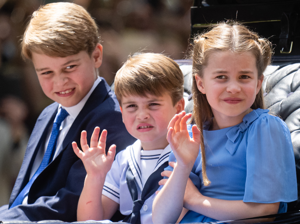 Prince George, Prince Louis, and Princess Charlotte, who may move to Adelaide Cottage with Kate Middleton and Prince William, smile and wave