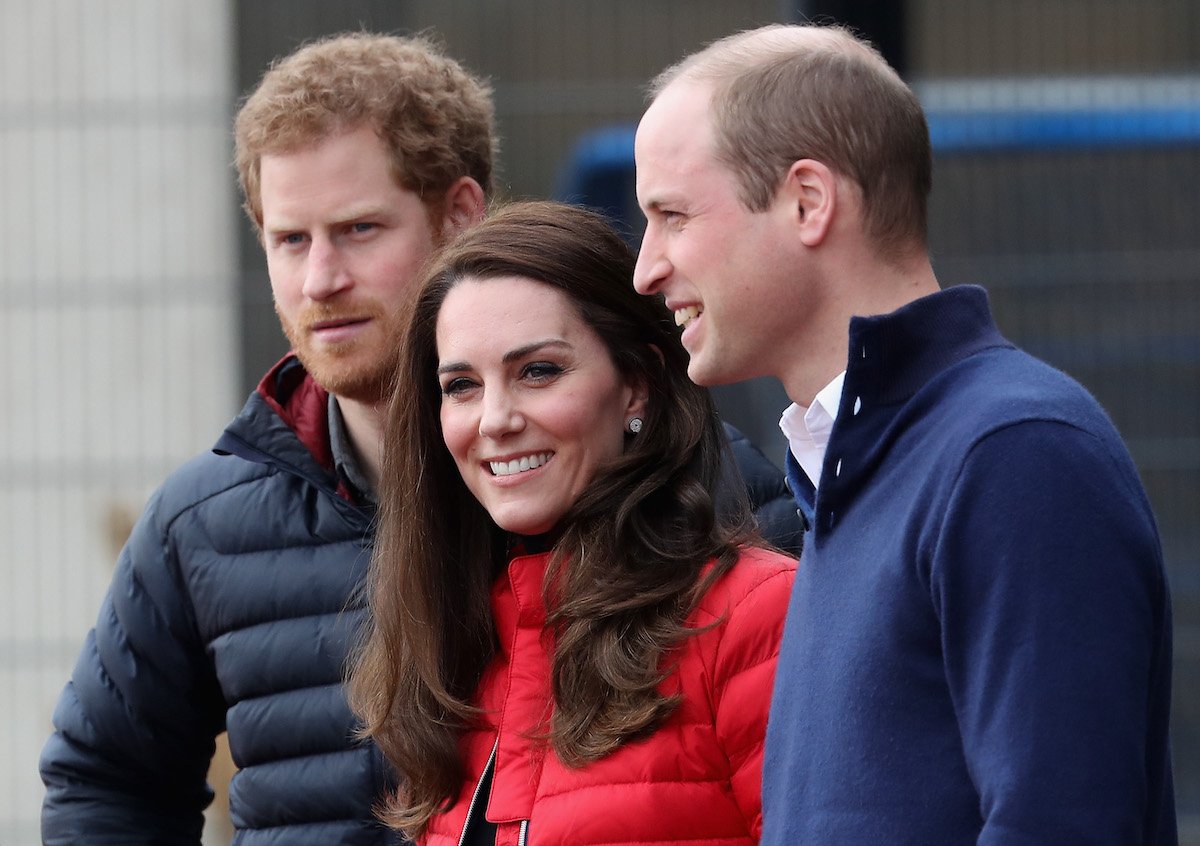 Kate Middleton, who wants Prince Harry at Prince William's birthday party, stands with Prince Harry and Prince William