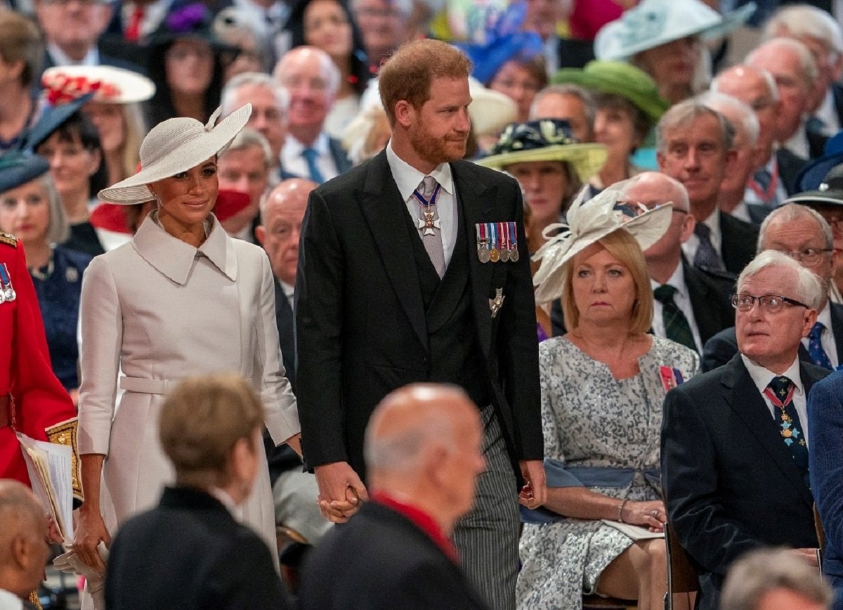 Prince Harry and Meghan Markle attend the service of thanksgiving for the queen