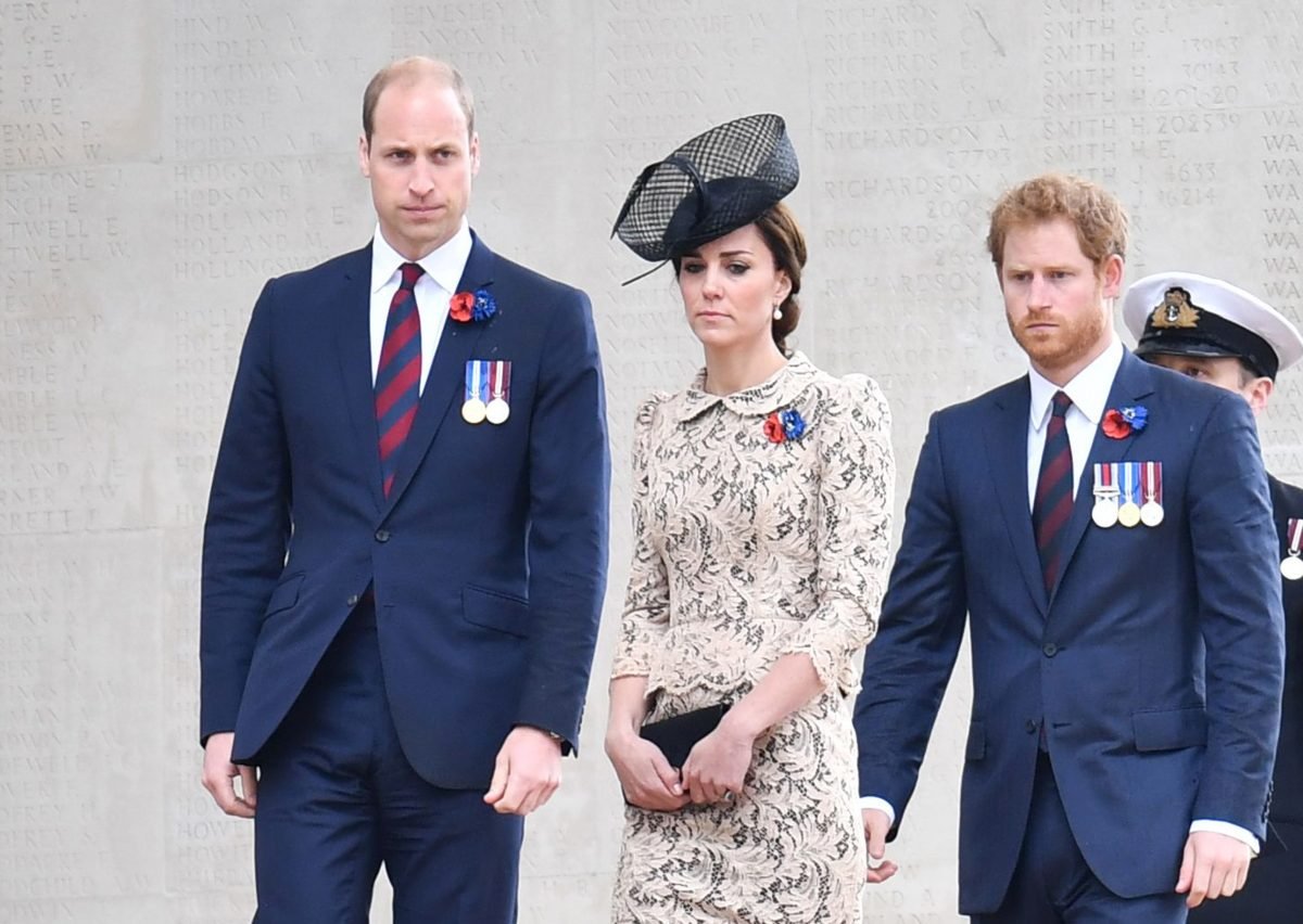 Prince William and Kate Middleton, who sent a message to Prince Harry after his comments about the queen, with the Duke of Sussex at the commemoration of the Battle of the Somme