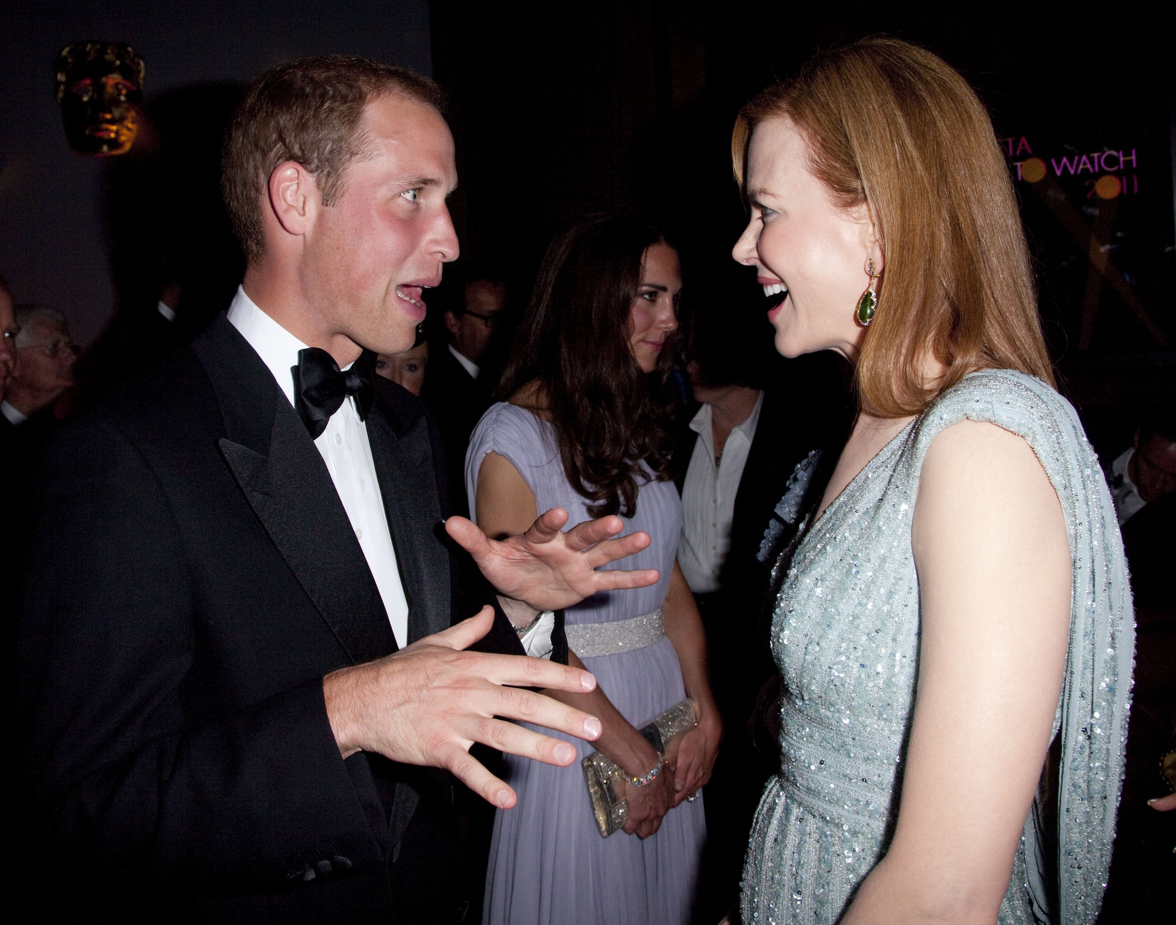 Prince William meeting Nicole Kidman at the 2011 BAFTA Brits To Watch event