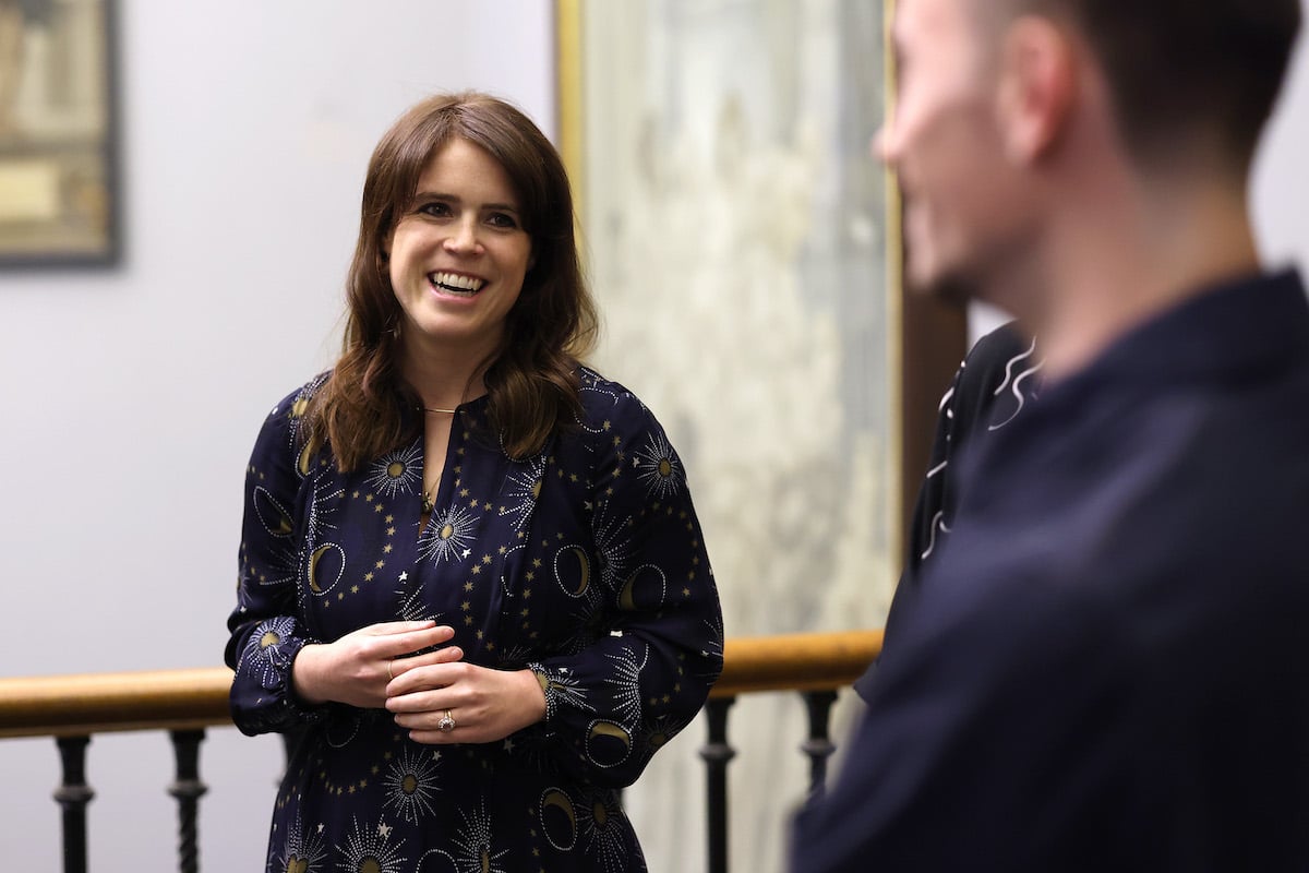 Princess Eugenie, who shared photos from Trooping the Colour on Instagram, smiles and looks on