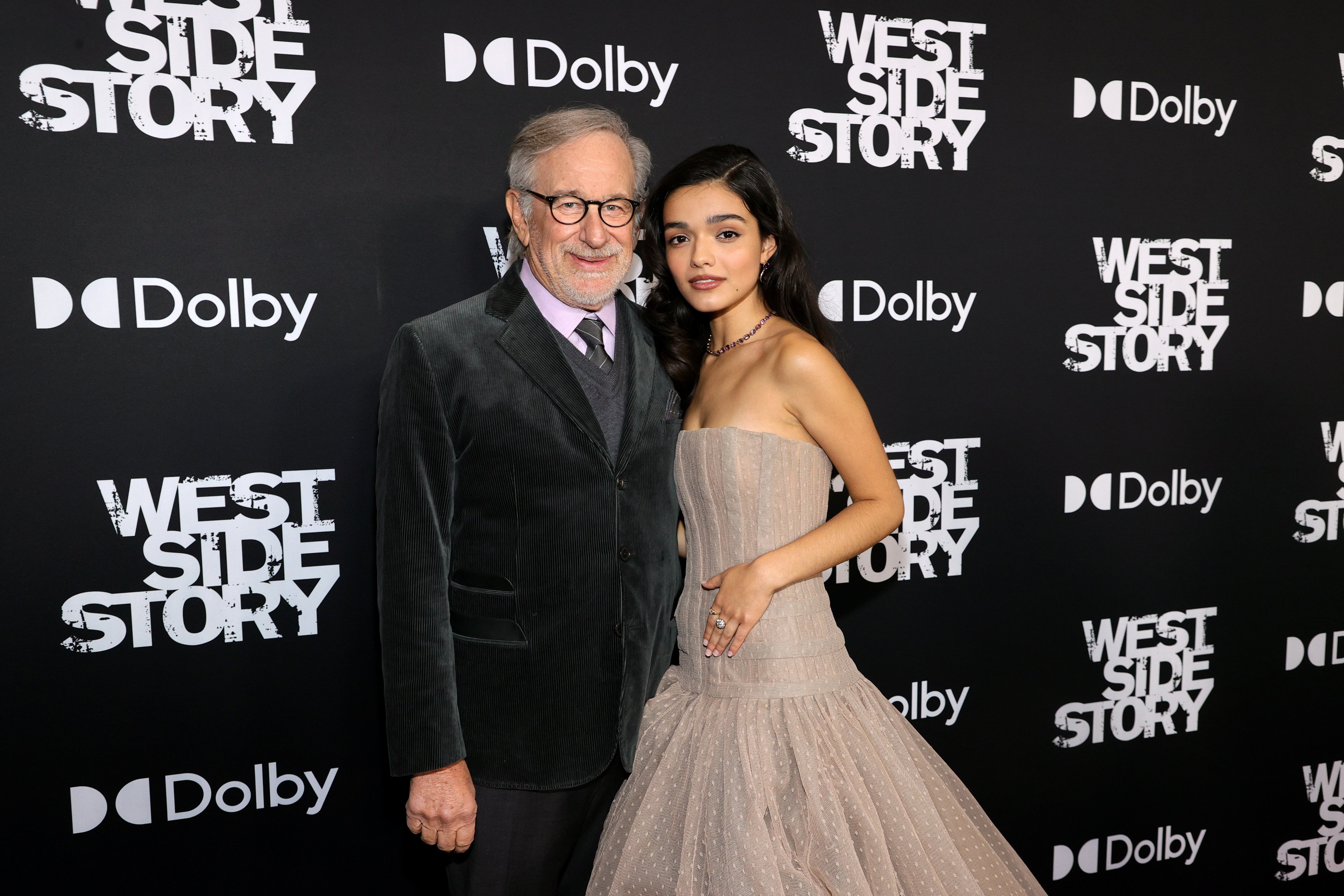 Steven Spielberg and Rachel Zegler attend the New York premiere of 'West Side Story'