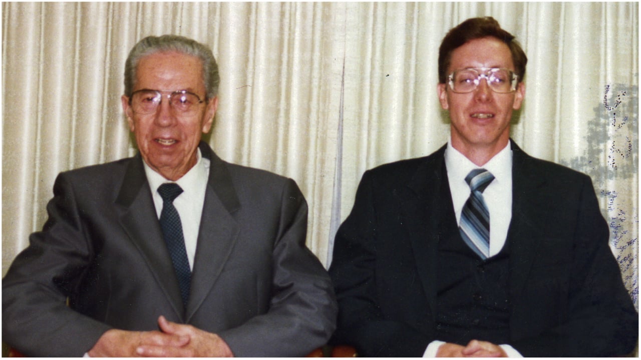 Rulon Jeffs and Warren Jeffs sitting next to each other in a picture included in 'Keep Sweet: Pray and Obey'