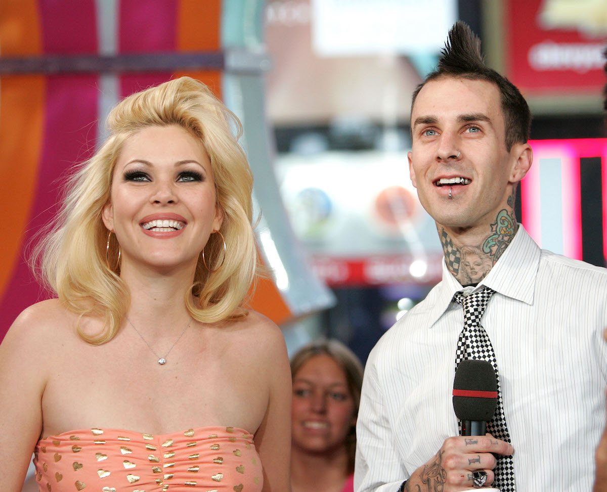 Shanna Moakler and Travis Barker make an appearance on MTV's Total Request Live in 2005