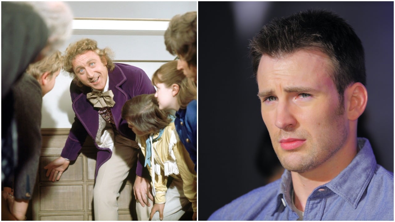 Gene Wilder in 1971's 'Willy Wonka & the Chocolate Factory;' Chris Evans attends a 'Snowpiercer' press event in South Korea in 2013. A fan theory explains how 'Snowpiercer' is a sequel to 'Willy Wonka & the Chocolate Factory.'