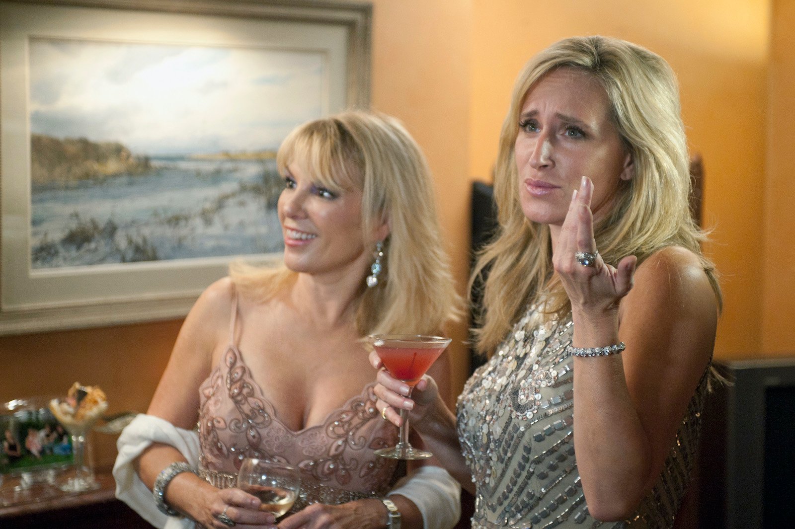 Ramona Singer and Sonja Morgan from 'RHONY' at a cocktail party