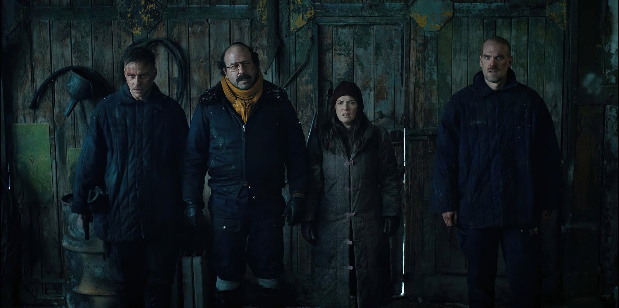 Tom Wlaschiha as Dmitrti, Brett Gelman as Murray Bauman, Winona Ryder as Joyce Byers, and David Harbour as Jim Hopper