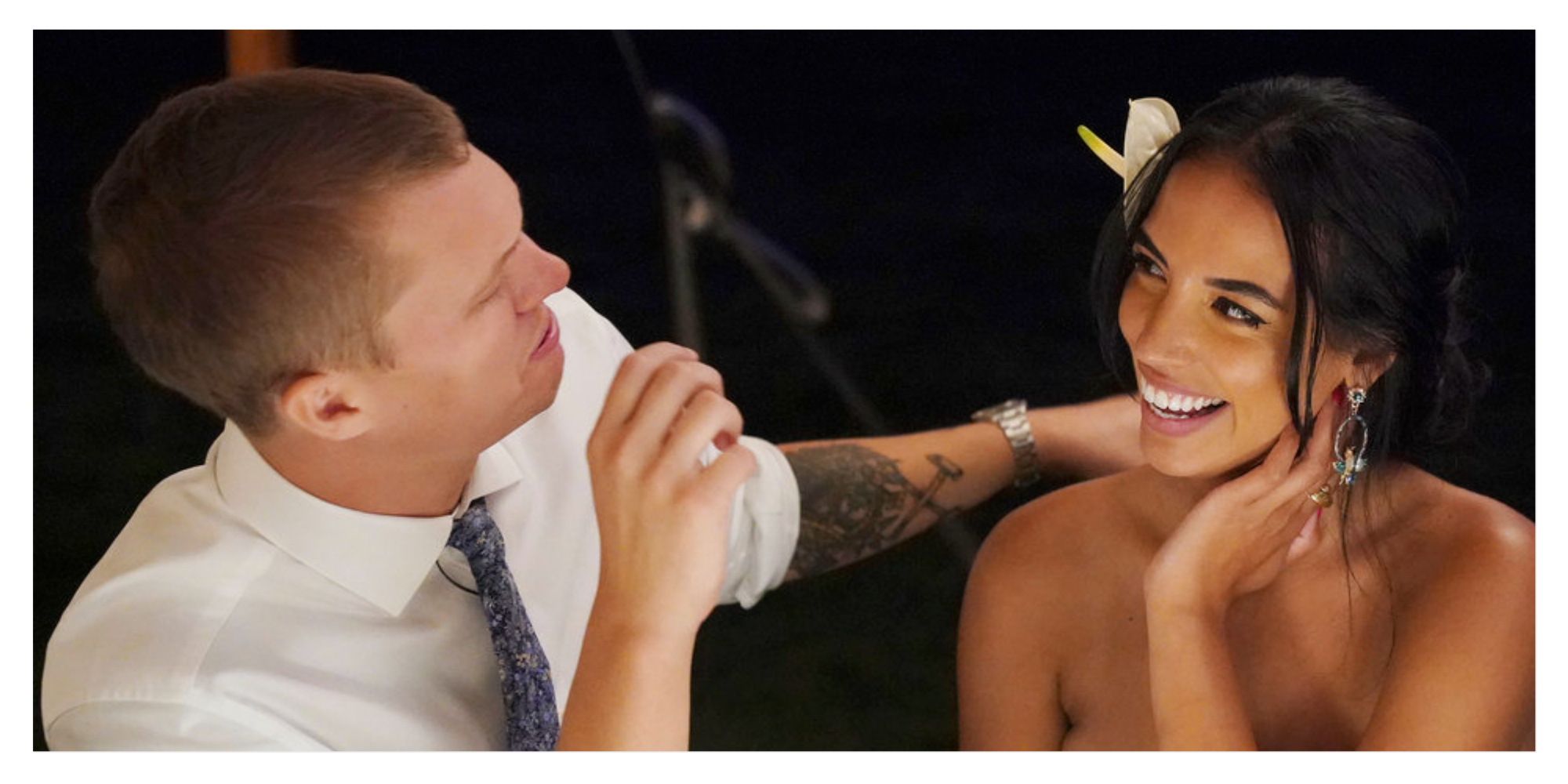 Robert Sieber, Danielle Olivera smile at each other during a 'Summer House' cast wedding