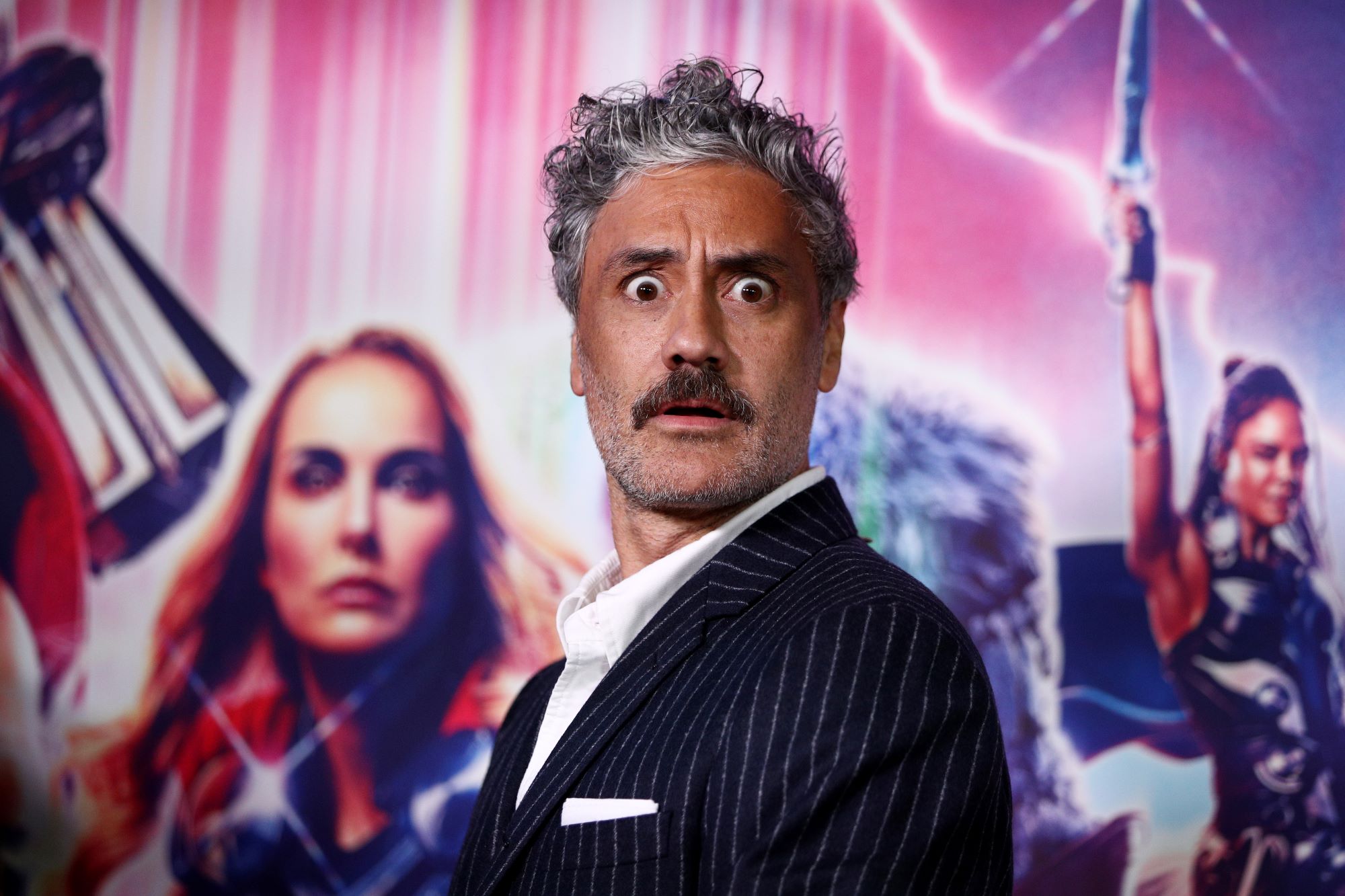 Taika Waititi, who directed 'Thor: Love and Thunder,' wears a black