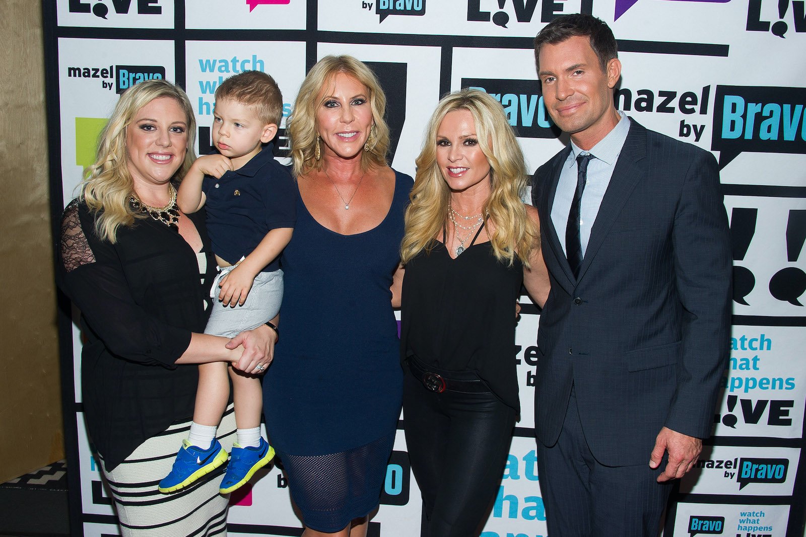Briana Culberson, Vicki Gunvalson, Tamra Judge and Jeff Lewis pose for a photo at 'WWHL.'