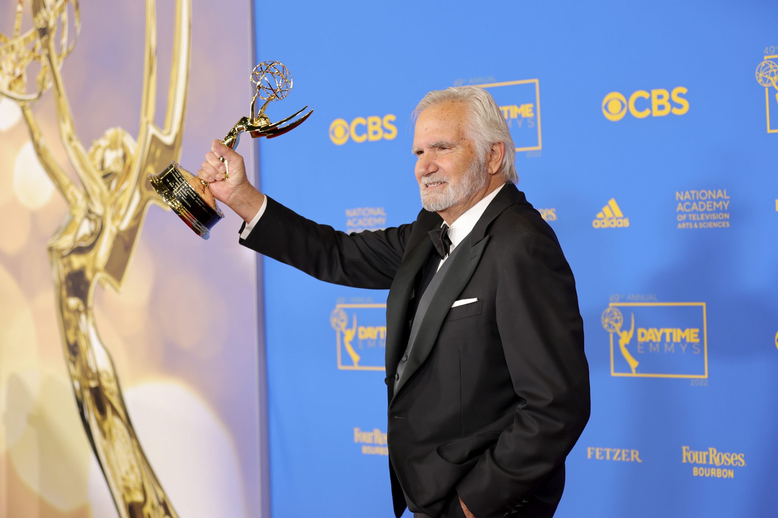 'The Bold and the Beautiful' star John McCook poses with his 2022 Daytime Emmy for Lead Actor.