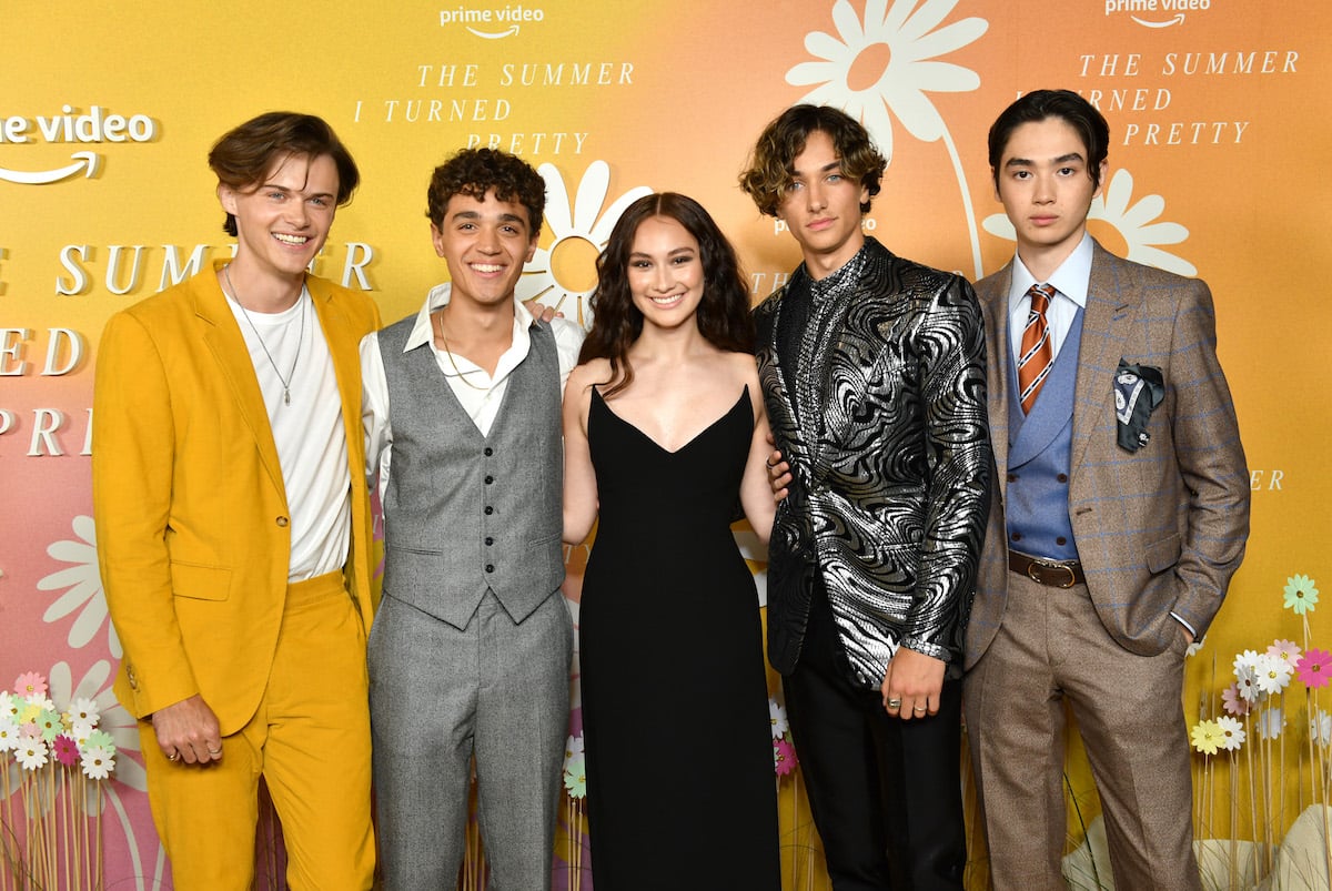 Christopher Briney, David Iacono, Lola Tung, Gavin Casalegno, and Sean Kaufman pose at the New York City premiere of the Prime Video series The Summer I Turned Pretty