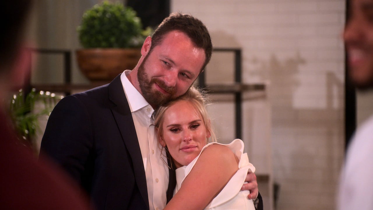 Hunter Parr hugs Alexis Maloney, who has been crying on 'The Ultimatum'.
