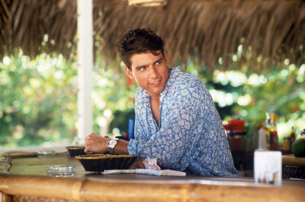 Actor Tom Cruise as a bartender in the 1988 film Cocktail