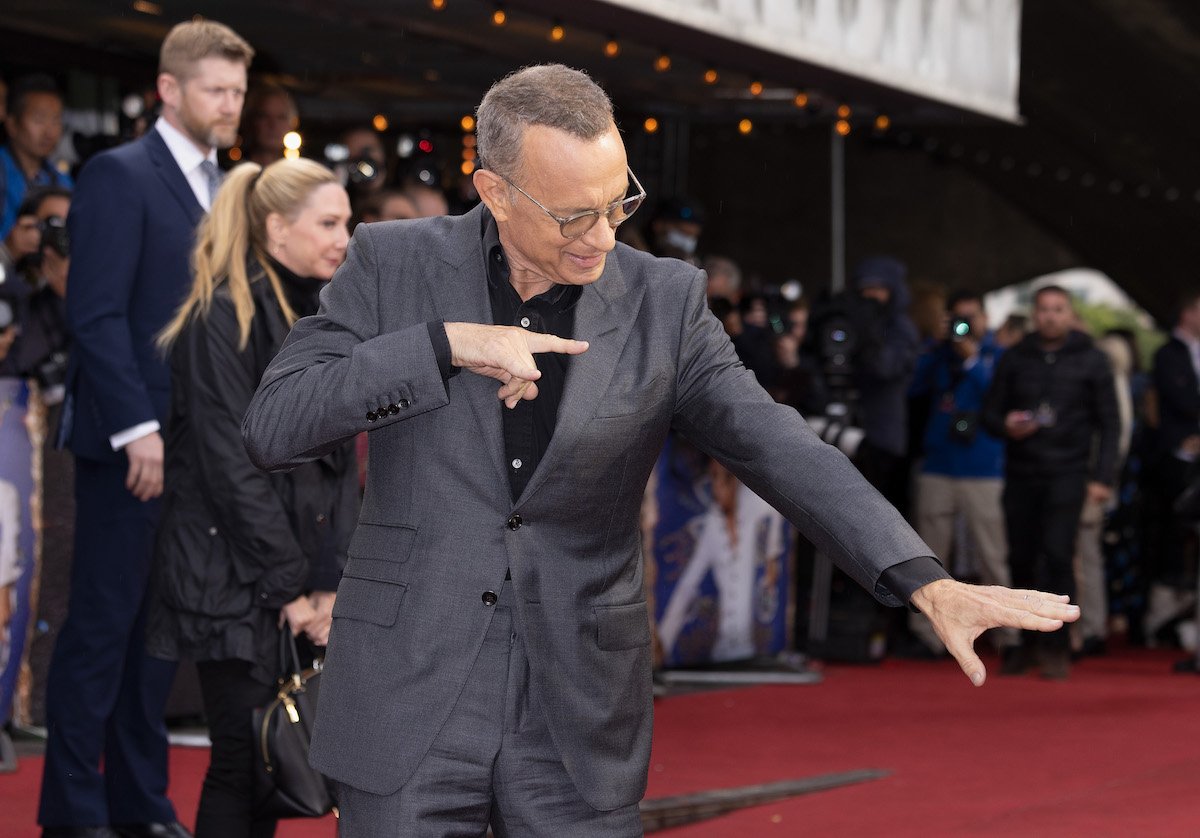 Tom Hanks makes Elvis hands on the red carpet, now that he can make movies for artistic reasons