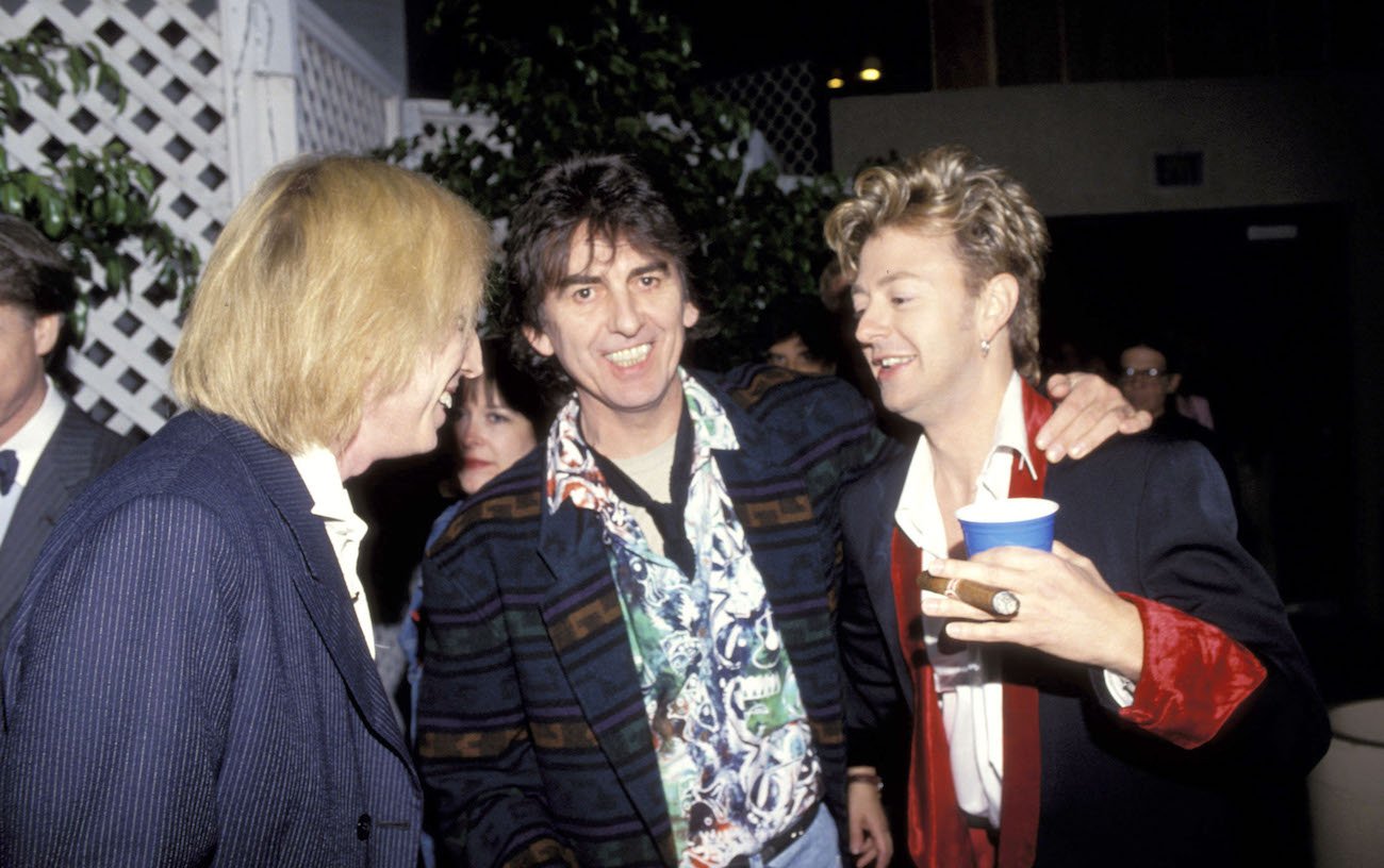 Tom Petty, George Harrison, and Brian Setzer at the 1992 Billboard Music Awards. 